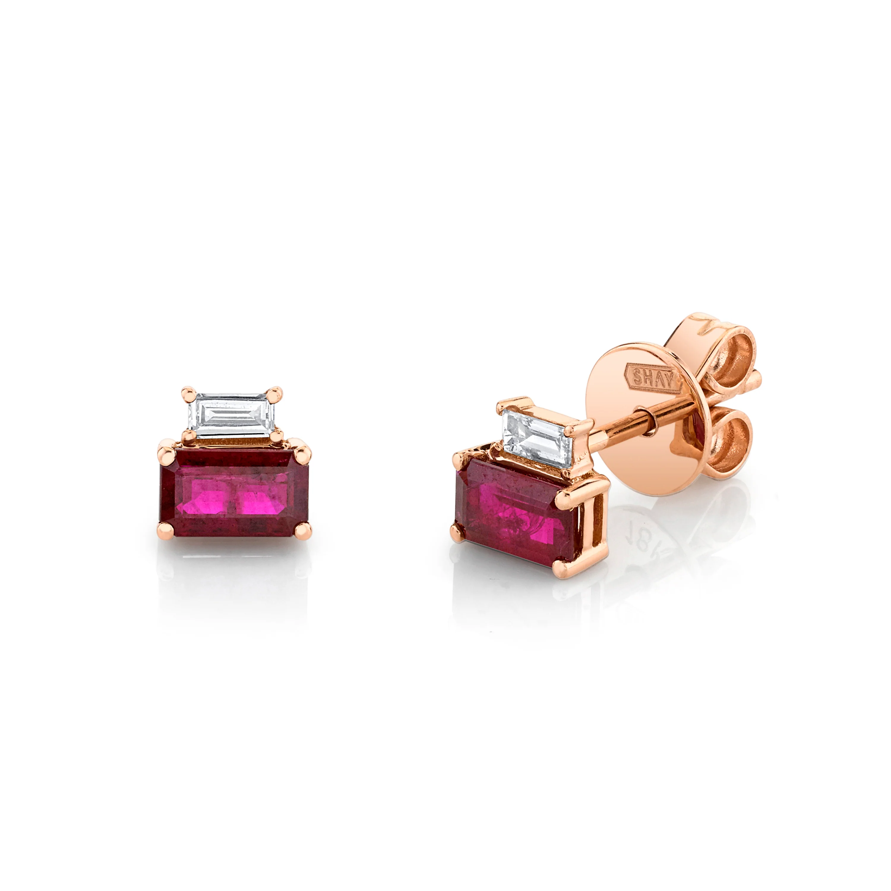 DIAMOND & RUBY TWO STEP STUDS - Image 3