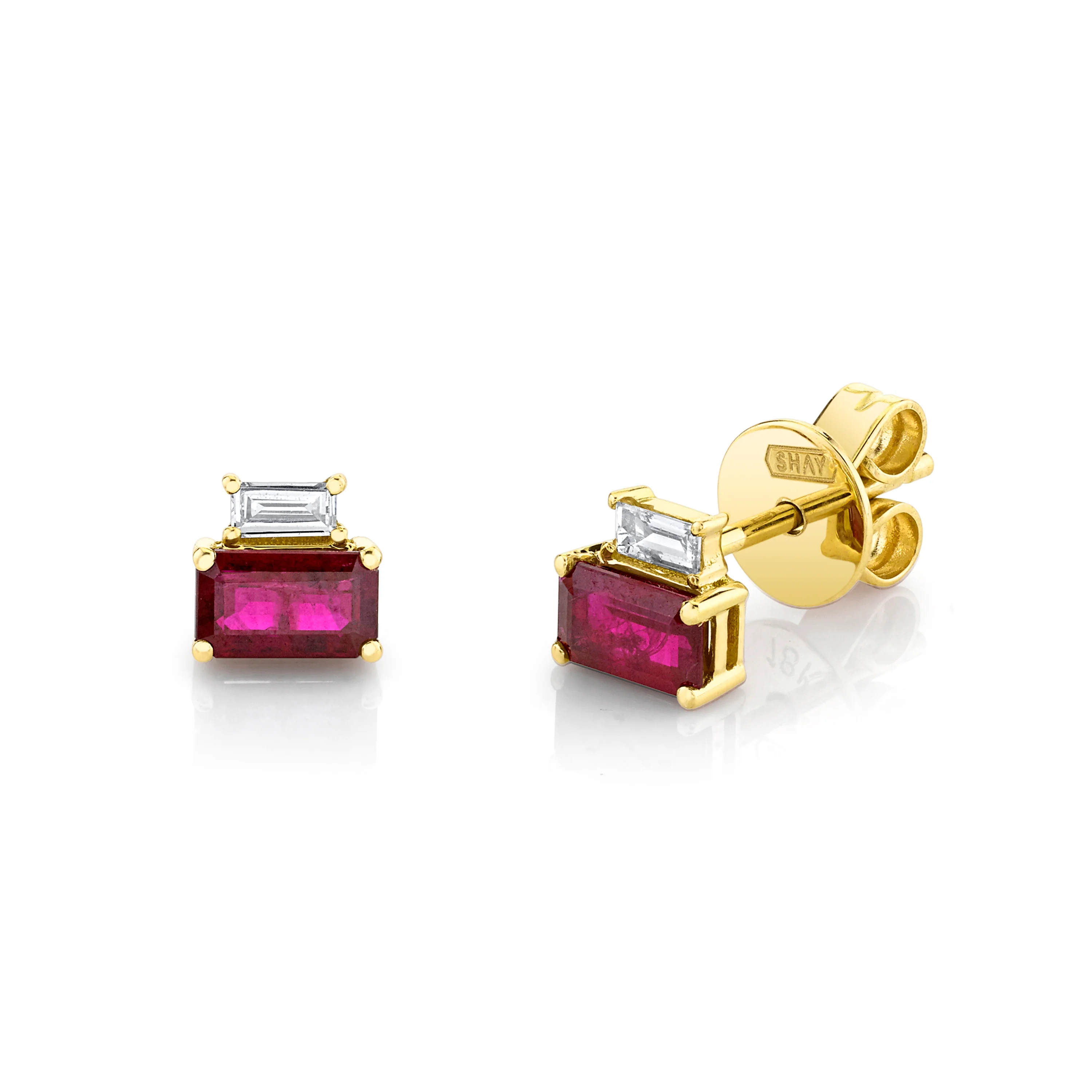 DIAMOND & RUBY TWO STEP STUDS - Image 4