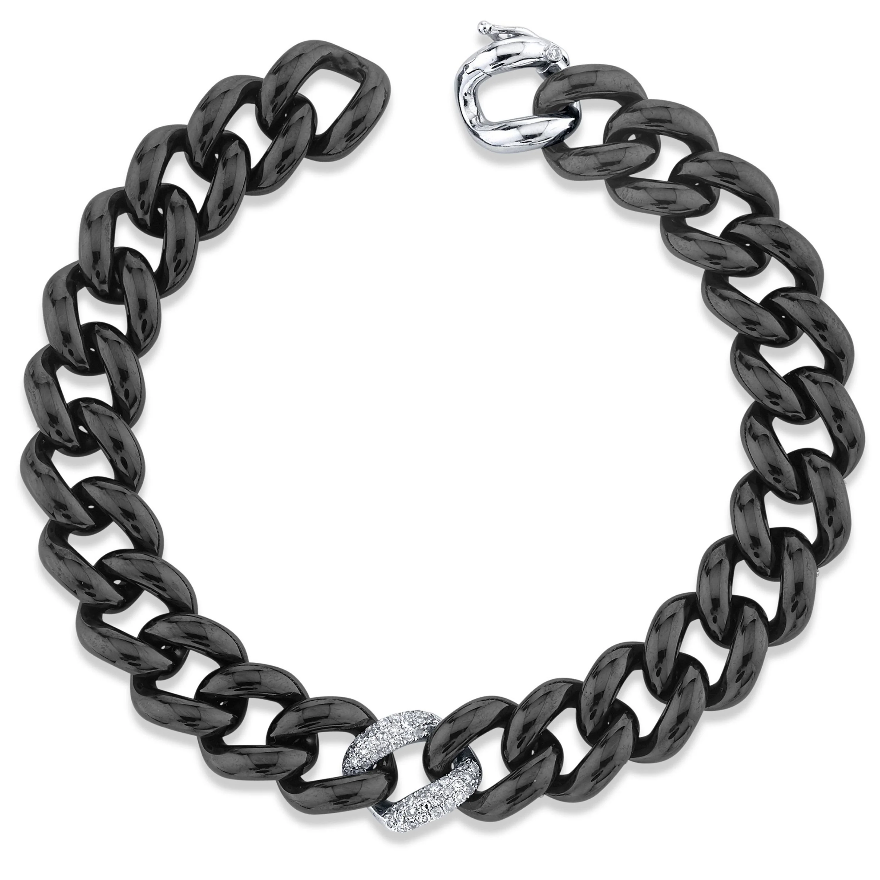 DIAMOND SINGLE PAVE & BLACK CERAMIC ESSENTIAL LINK BRACELET