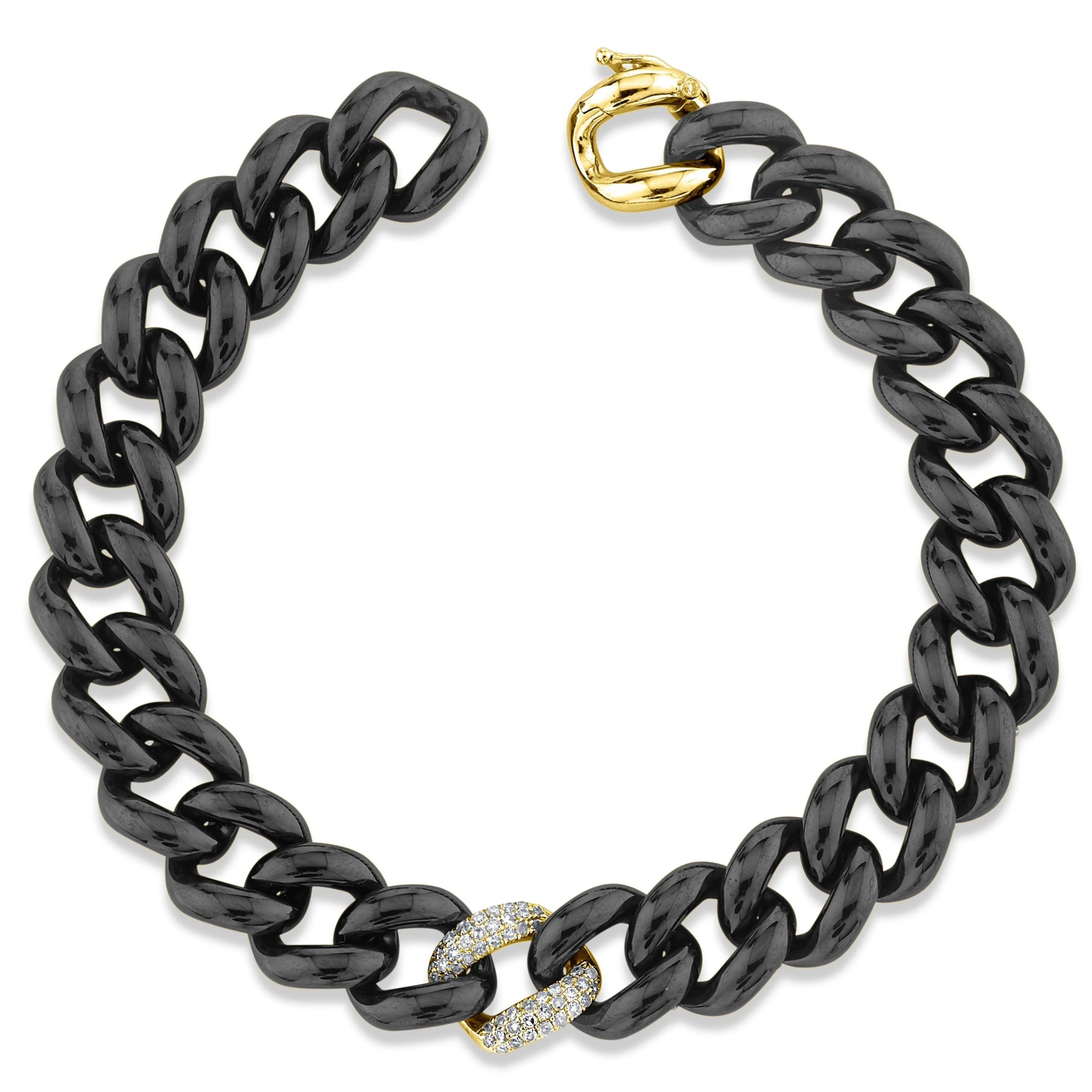 DIAMOND SINGLE PAVE & BLACK CERAMIC ESSENTIAL LINK BRACELET - Image 2