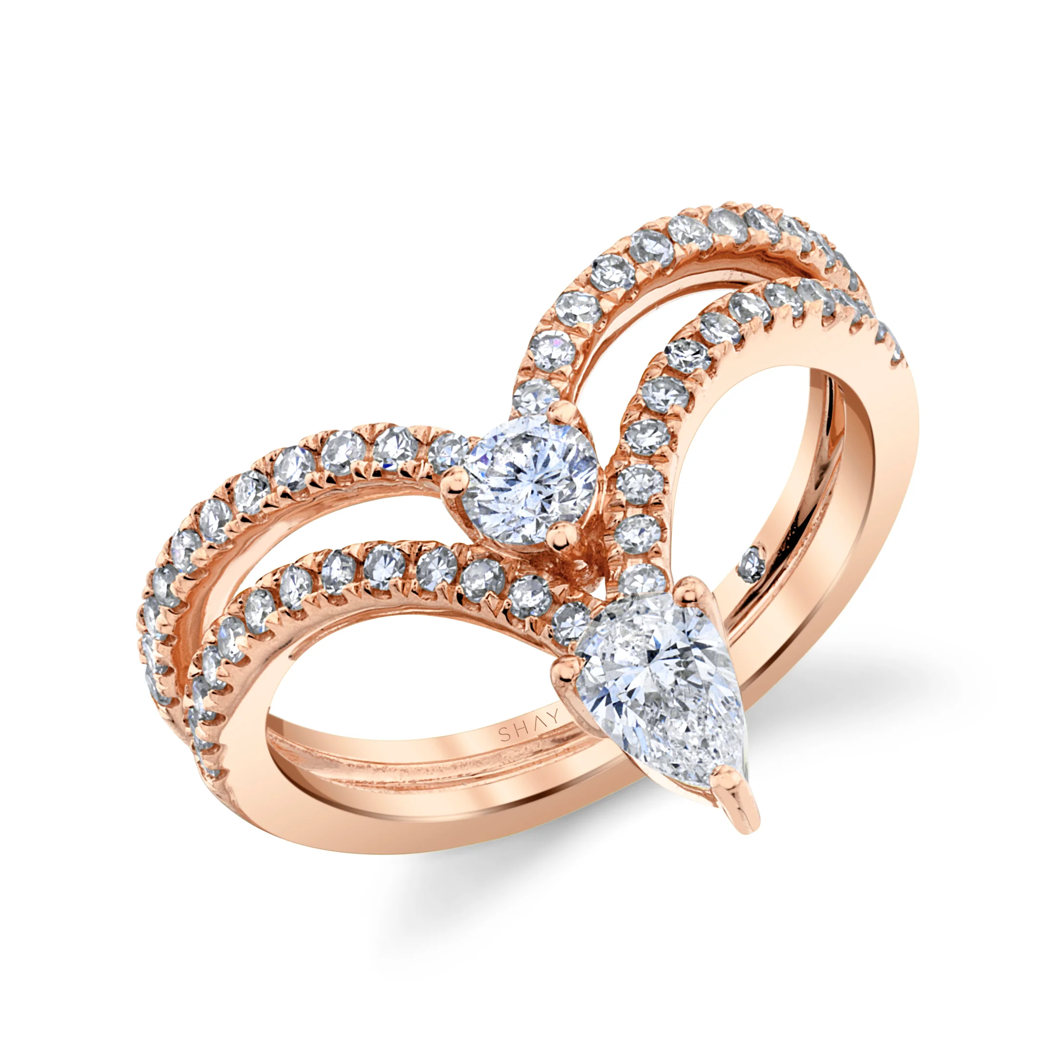 DIAMOND STACKED CHEVRON PINKY RING - Image 3