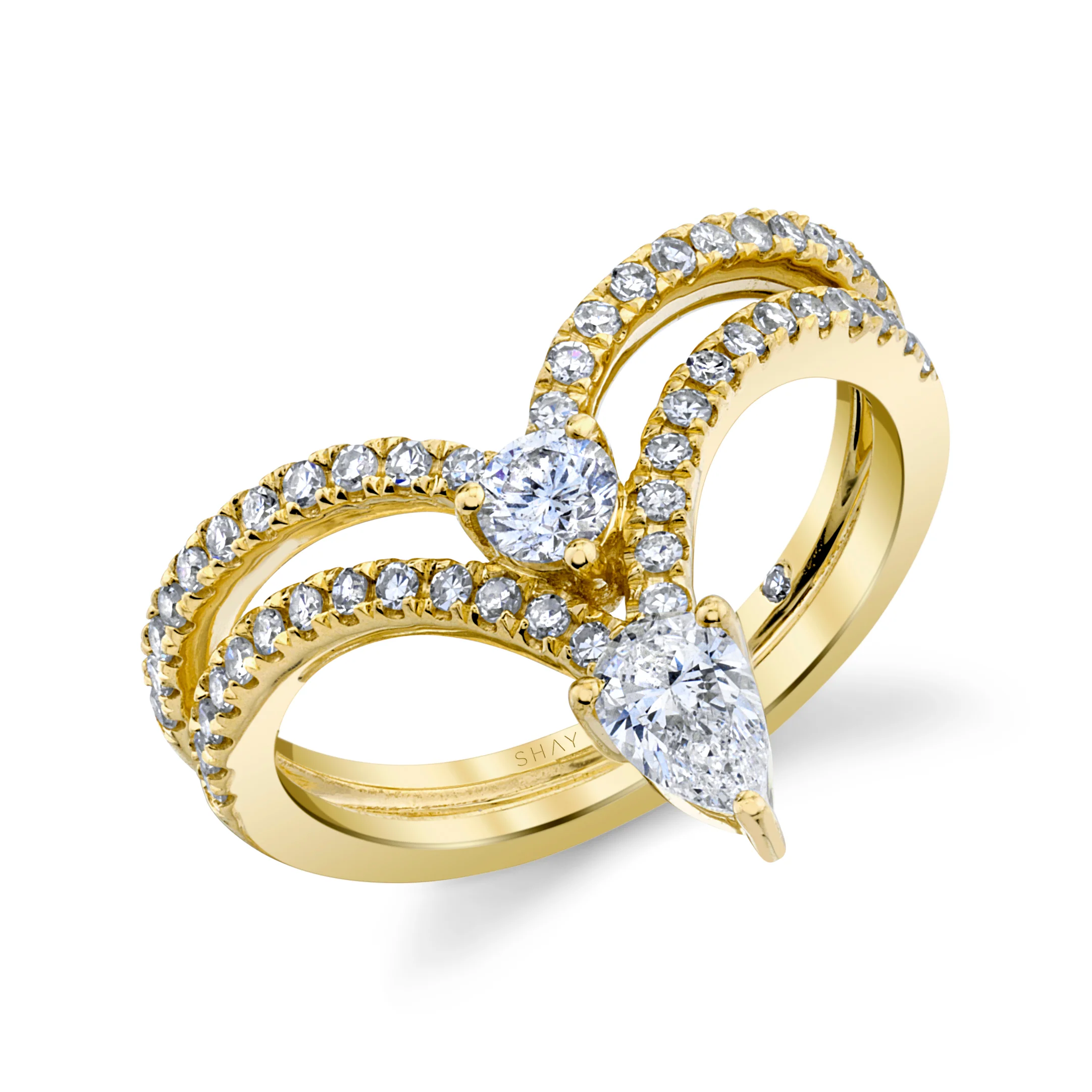 DIAMOND STACKED CHEVRON PINKY RING - Image 4
