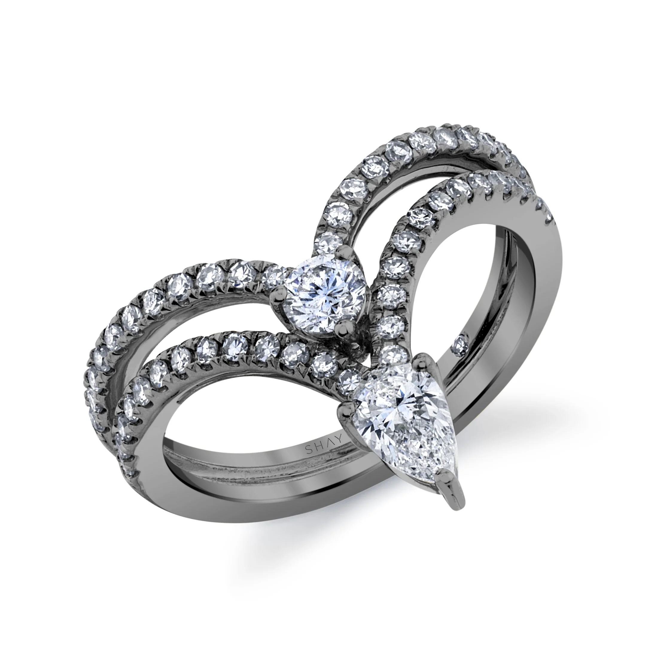 DIAMOND STACKED CHEVRON PINKY RING - Image 5