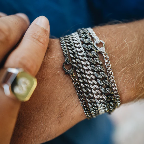 MEN'S MINI FLAT PAVE DIAMOND LINK BRACELET - Image 2