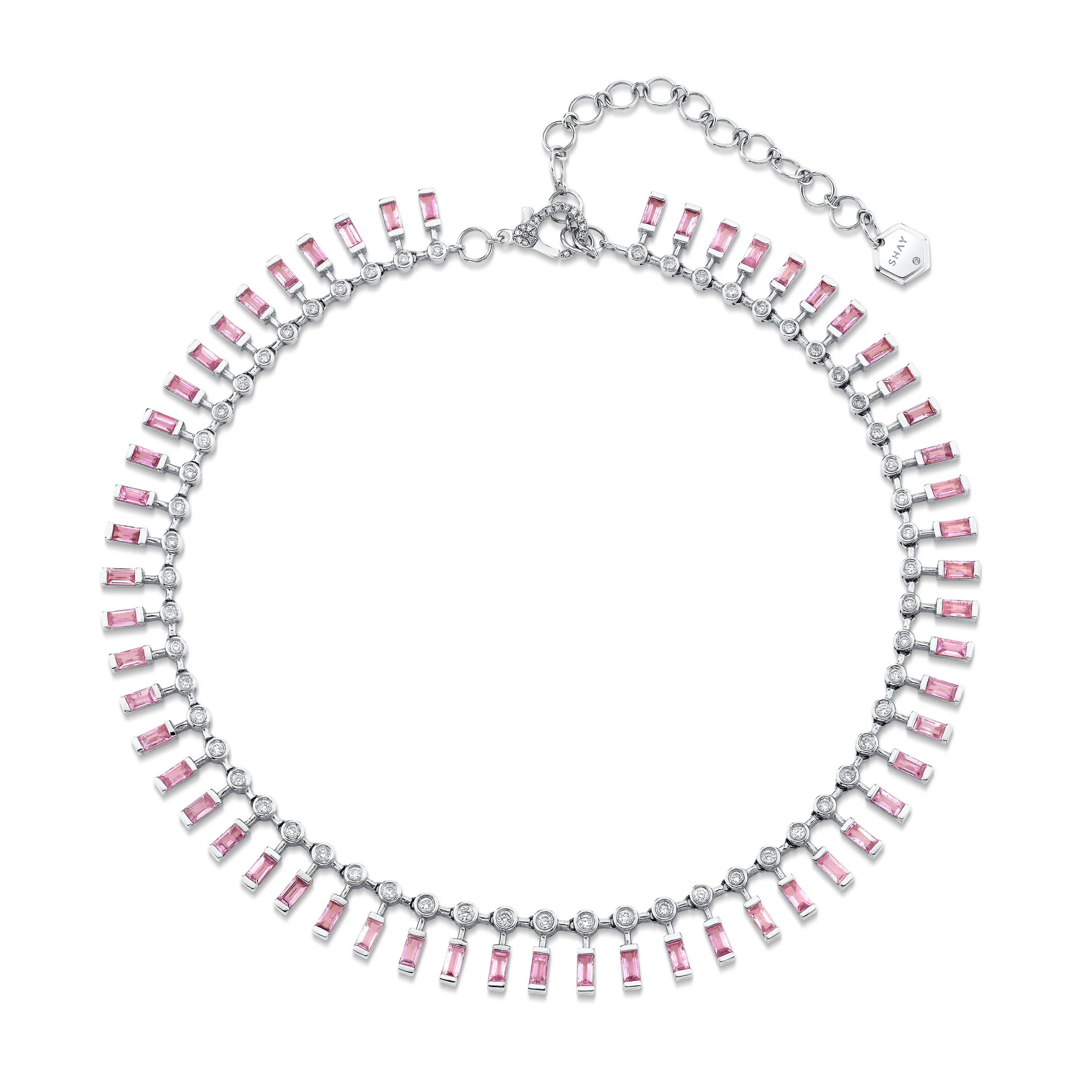 PINK SAPPHIRE & DIAMOND DOT-DASH CHOKER - Image 4