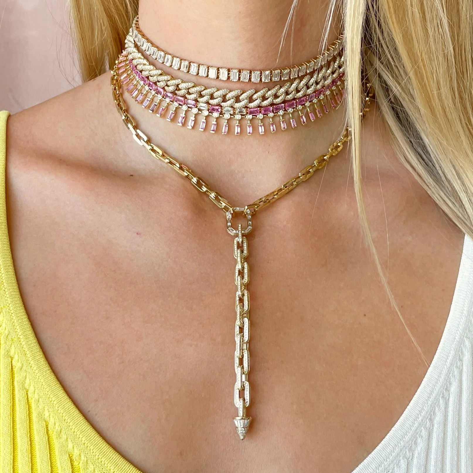 PINK SAPPHIRE & DIAMOND DOT-DASH CHOKER - Image 5