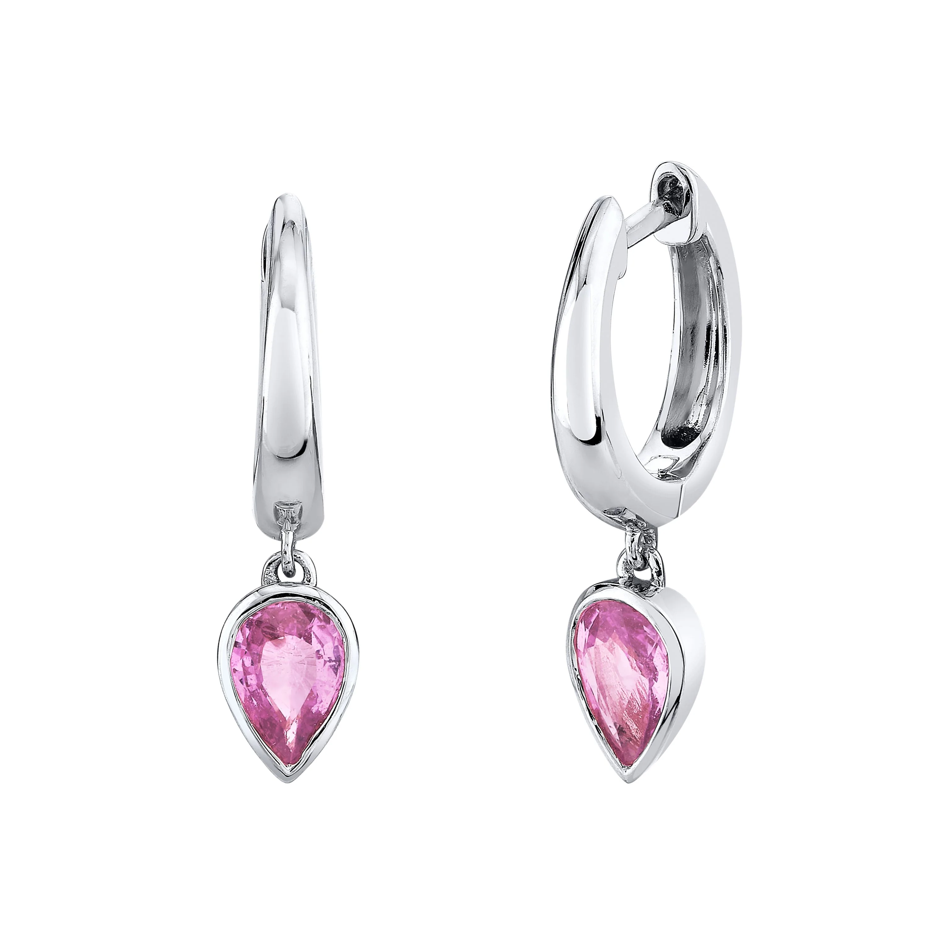 PINK SAPPHIRE PEAR DROP HUGGIES - Image 4