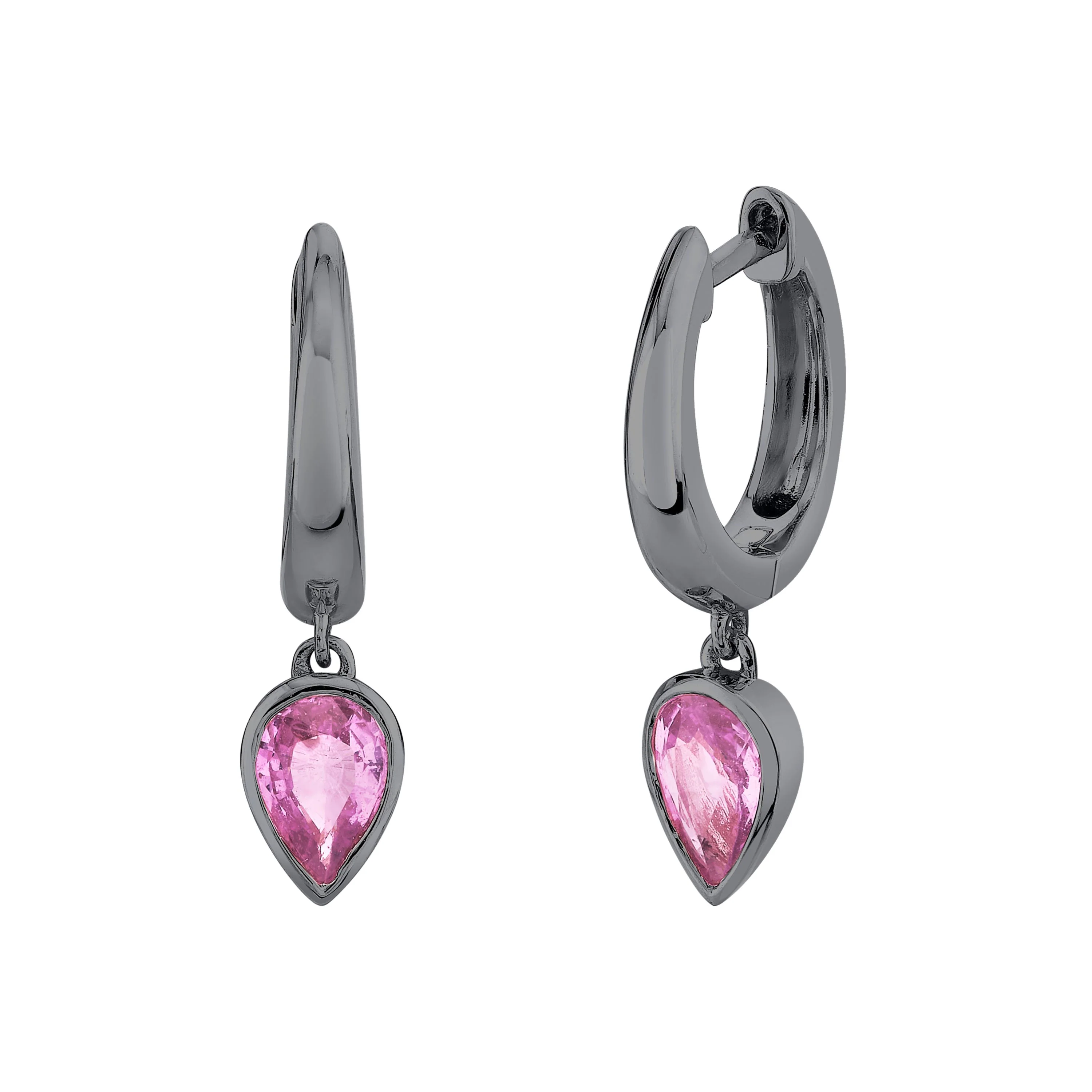 PINK SAPPHIRE PEAR DROP HUGGIES - Image 5