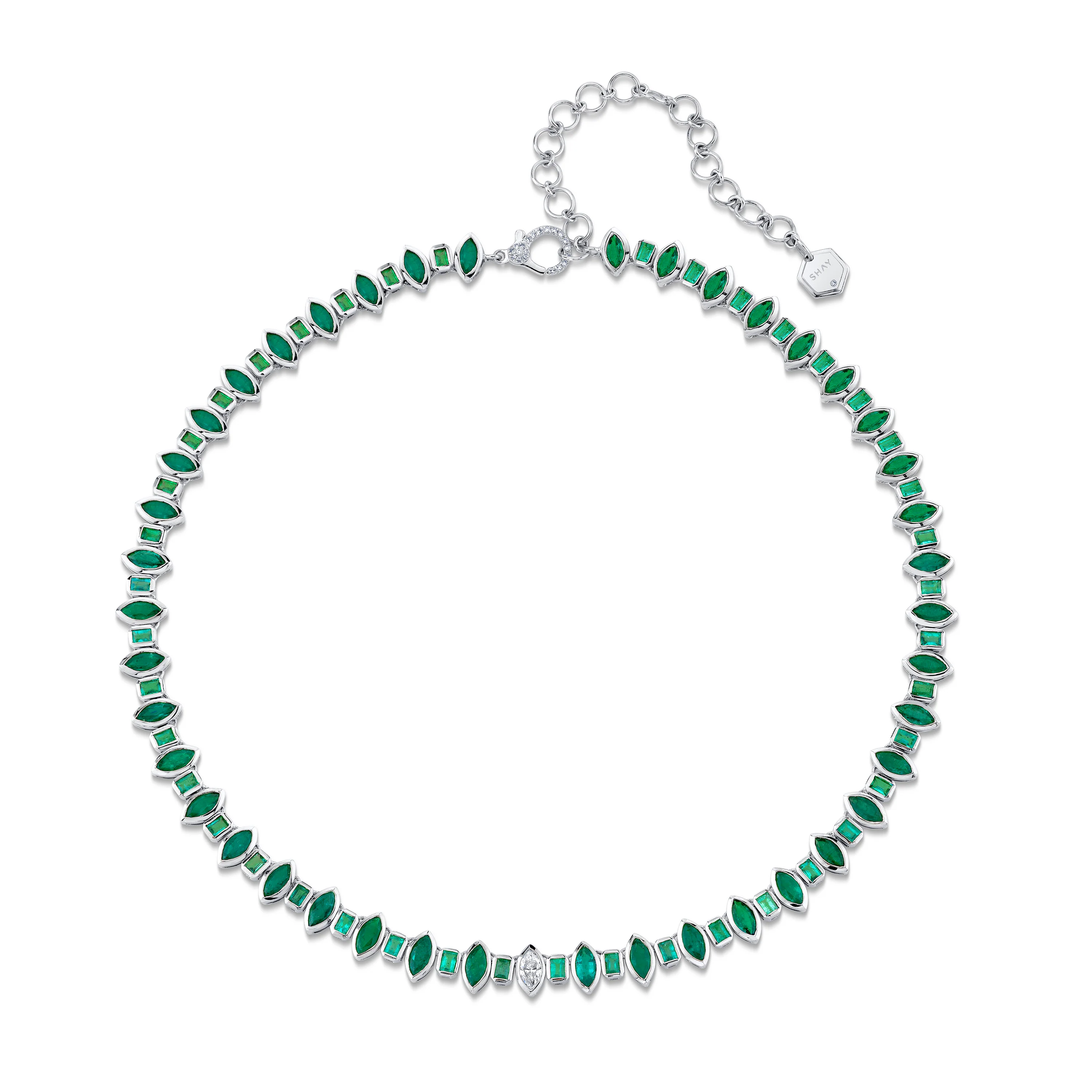 EMERALD ALTERNATING MARQUISE NECKLACE - Image 3