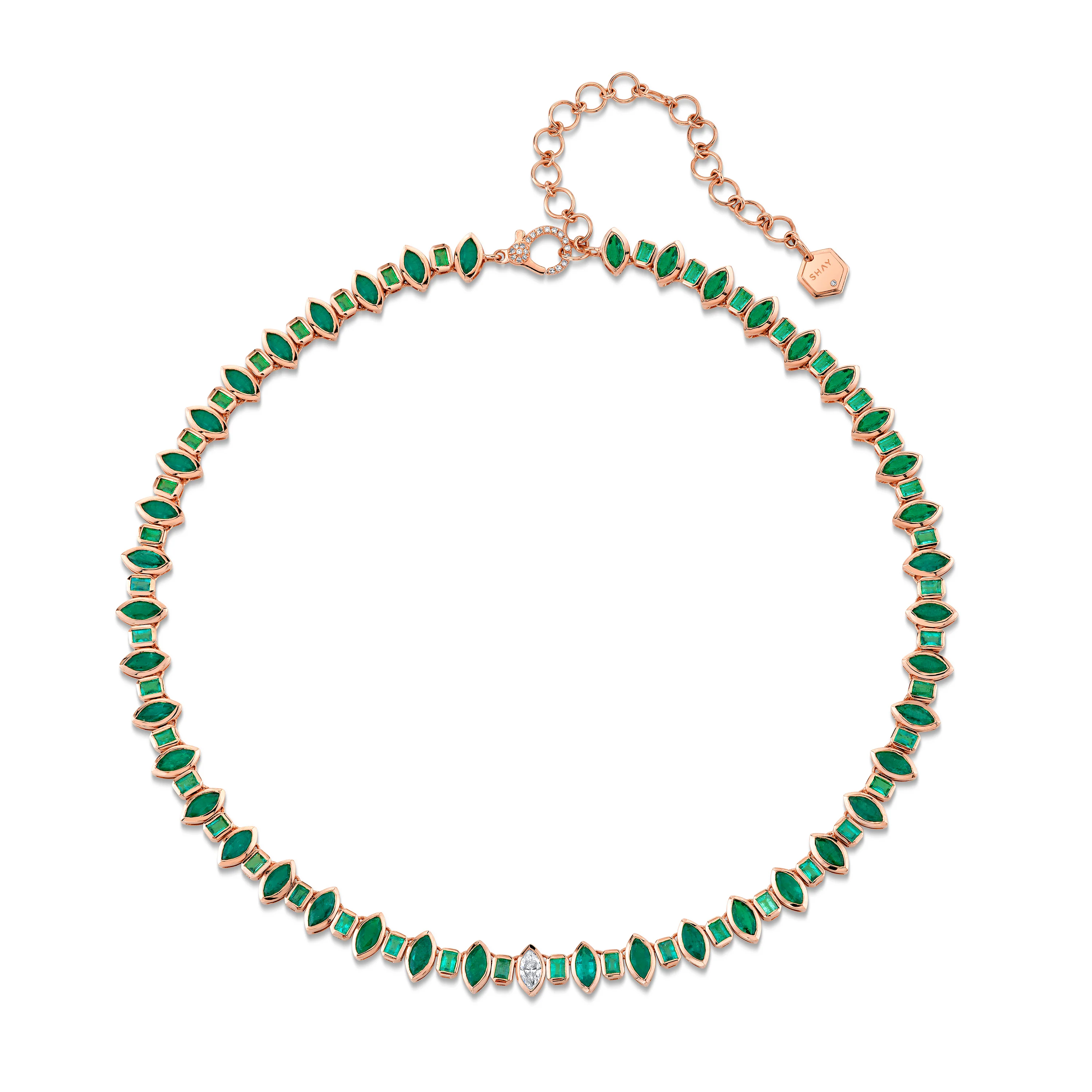 EMERALD ALTERNATING MARQUISE NECKLACE - Image 4