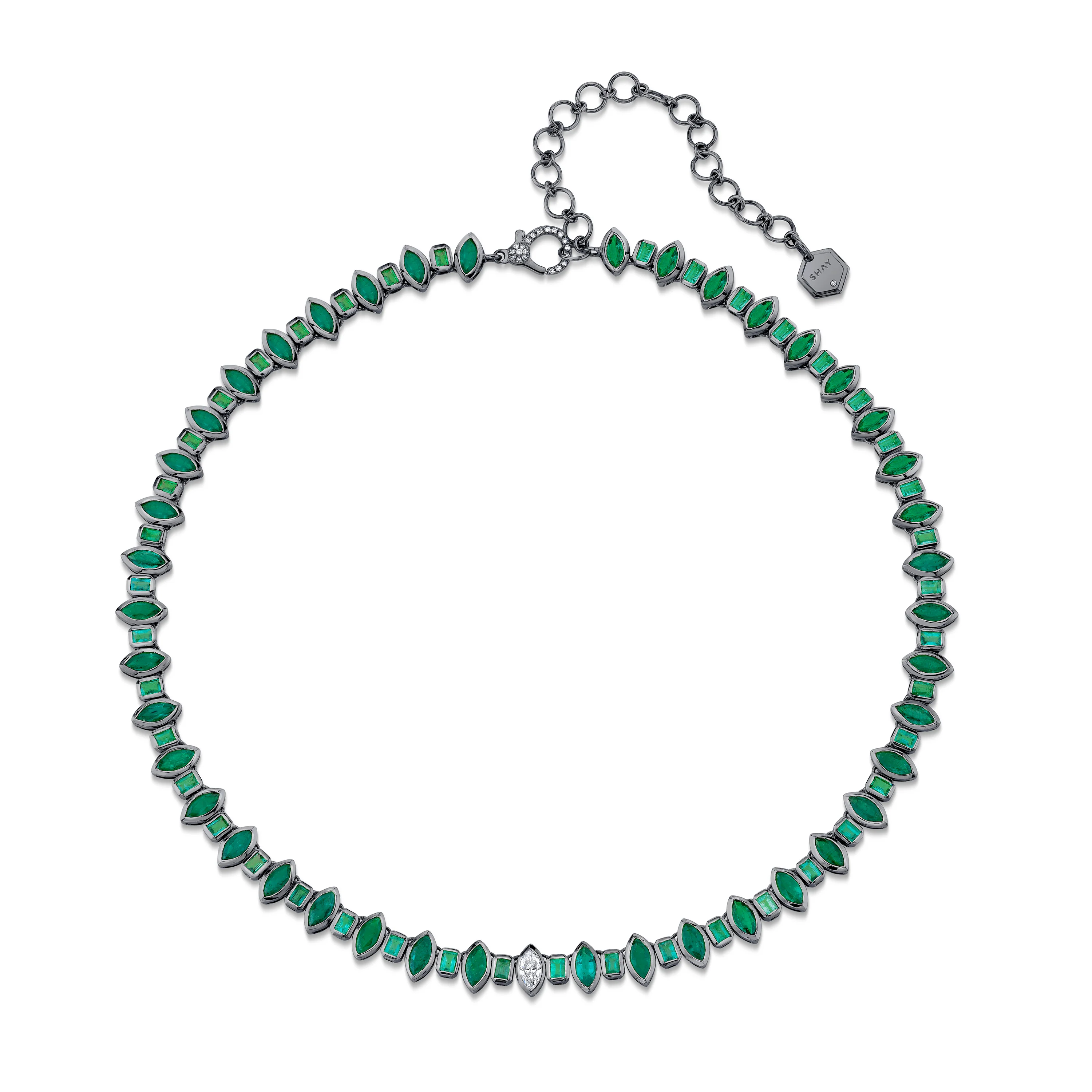 EMERALD ALTERNATING MARQUISE NECKLACE - Image 5