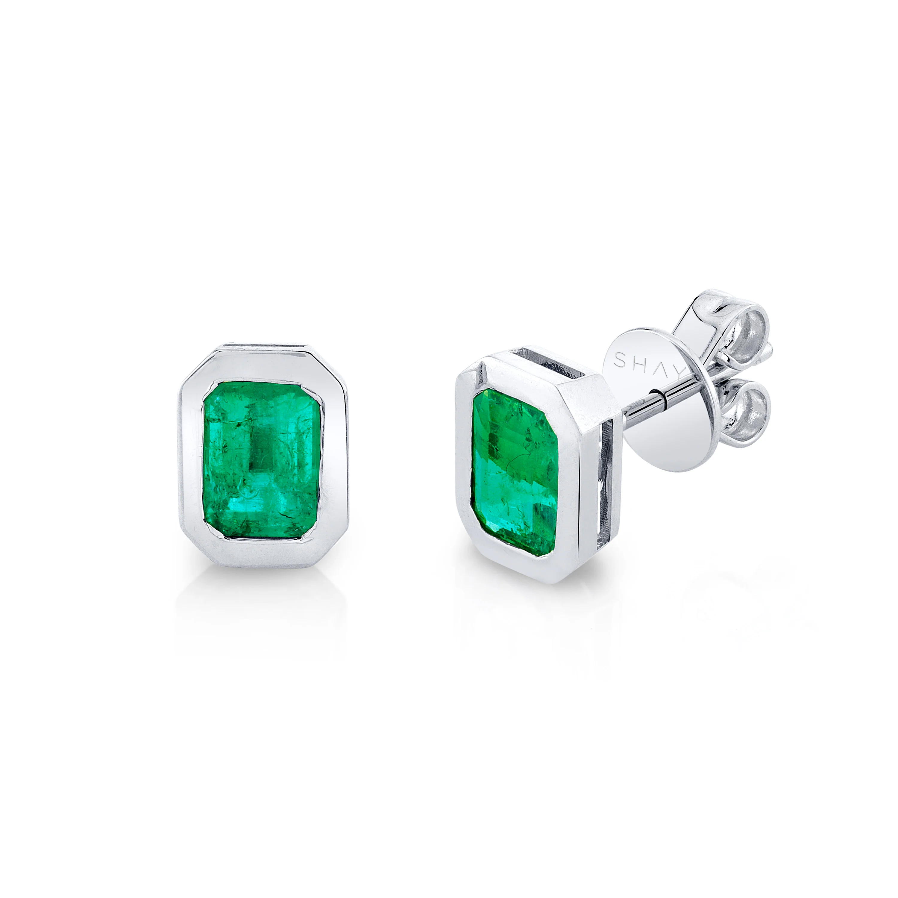 EMERALD BEZEL SET STUDS - Image 3