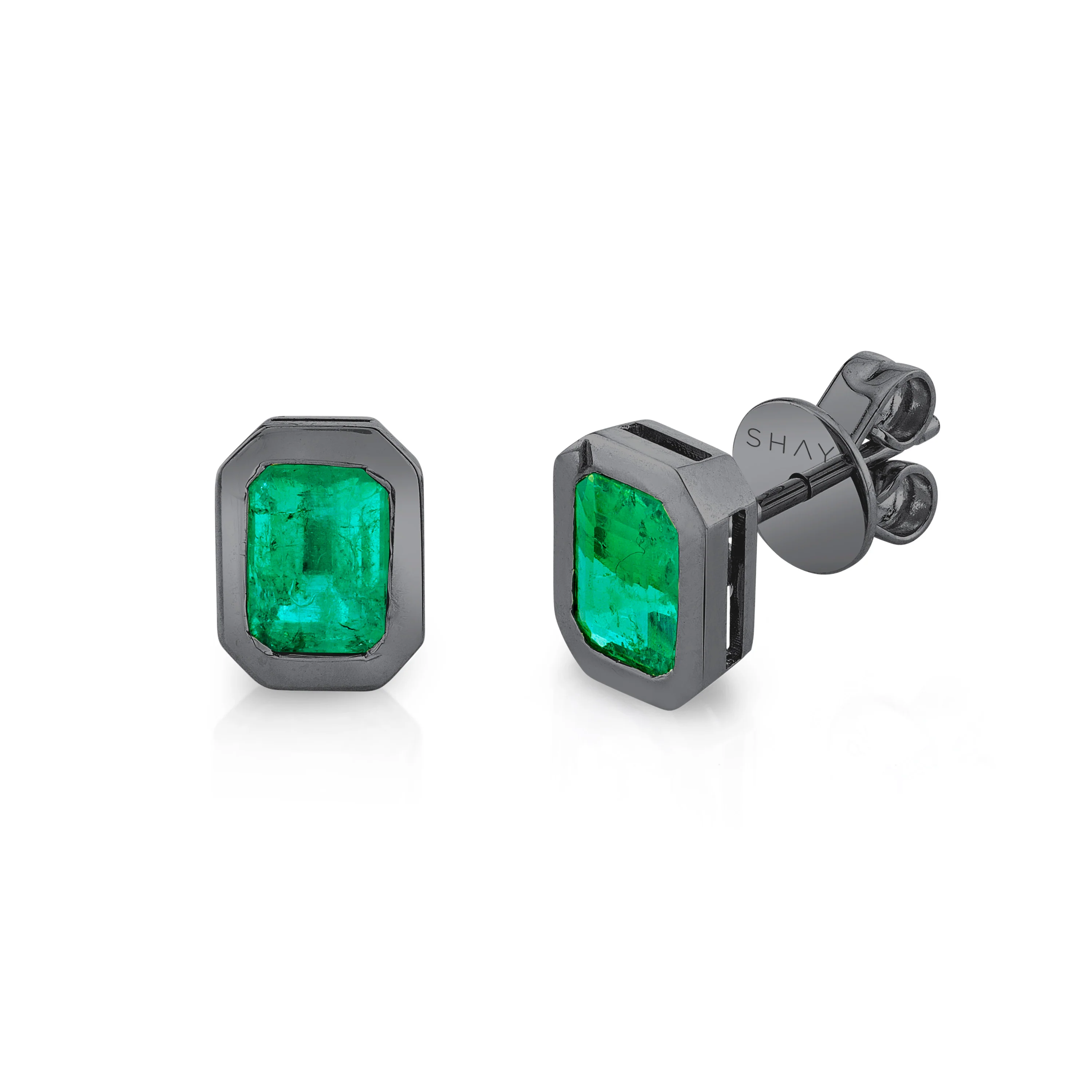 EMERALD BEZEL SET STUDS - Image 5