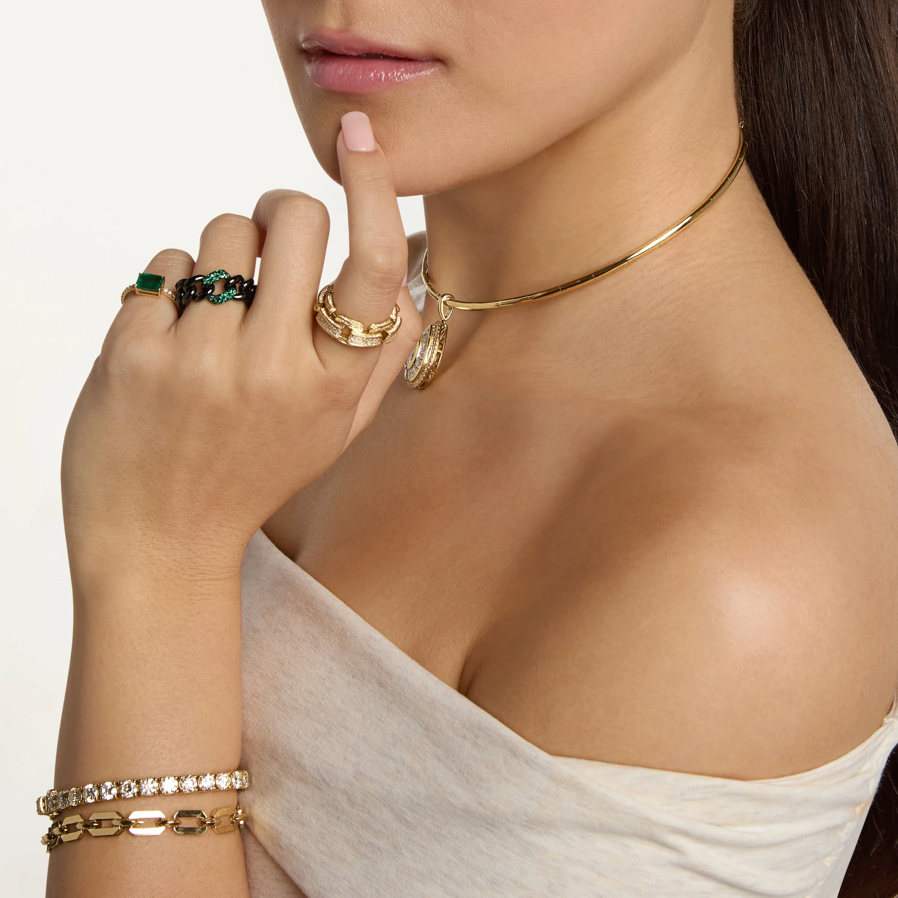 EMERALD & BLACK CERAMIC MEDIUM LINK RING - Image 2