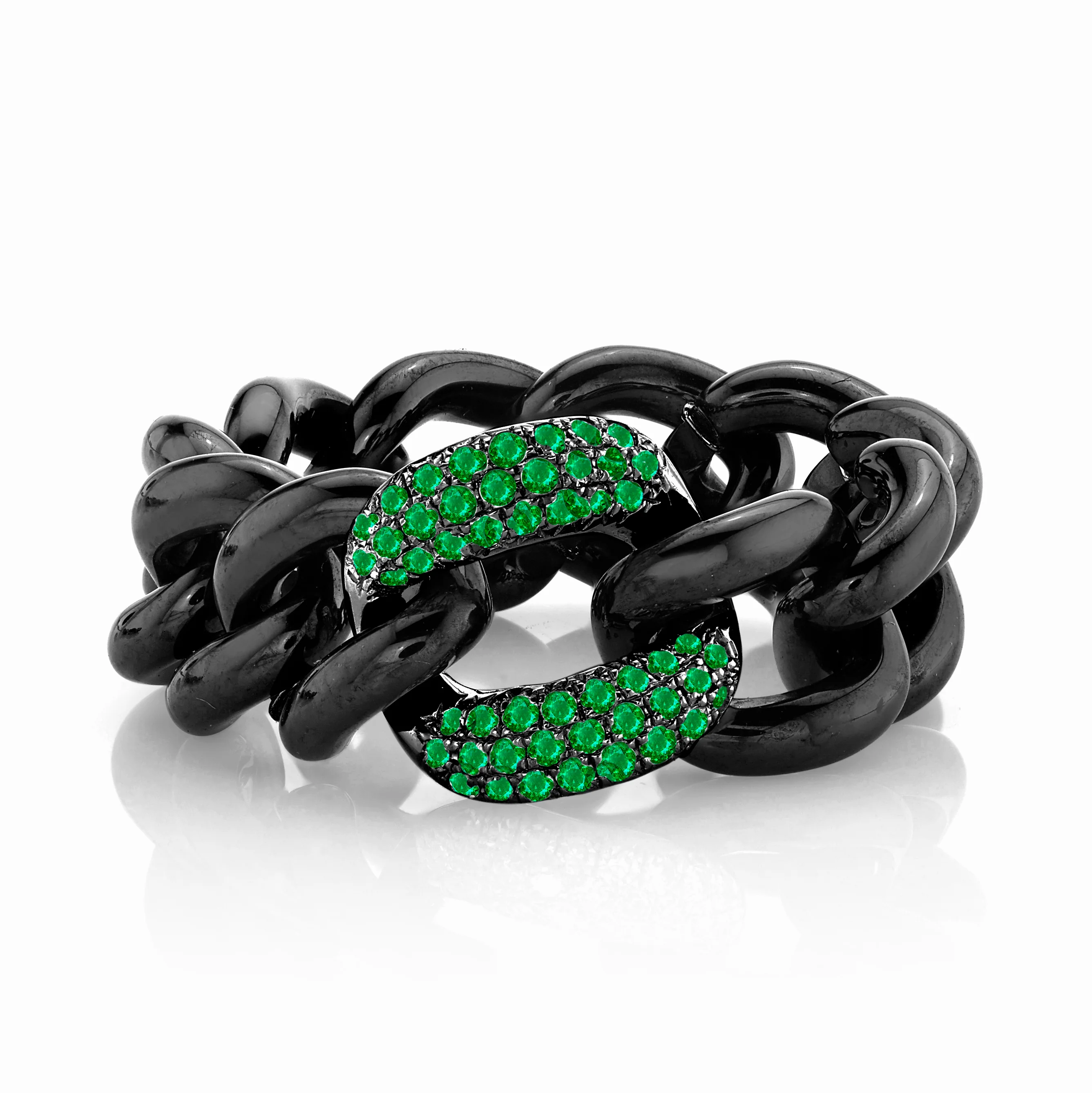 EMERALD & BLACK CERAMIC MEDIUM LINK RING - Image 3