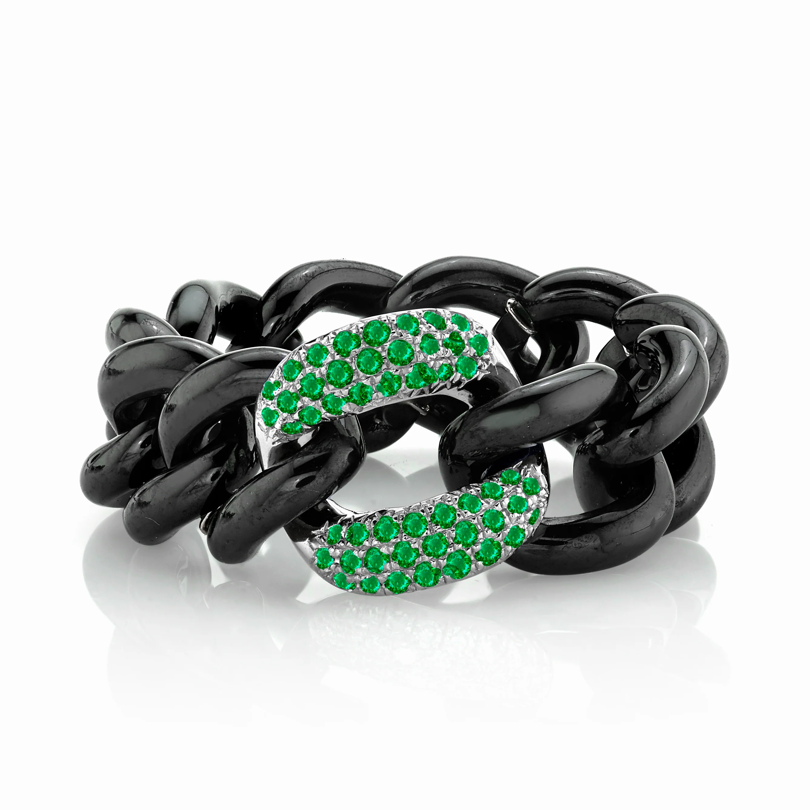EMERALD & BLACK CERAMIC MEDIUM LINK RING - Image 4