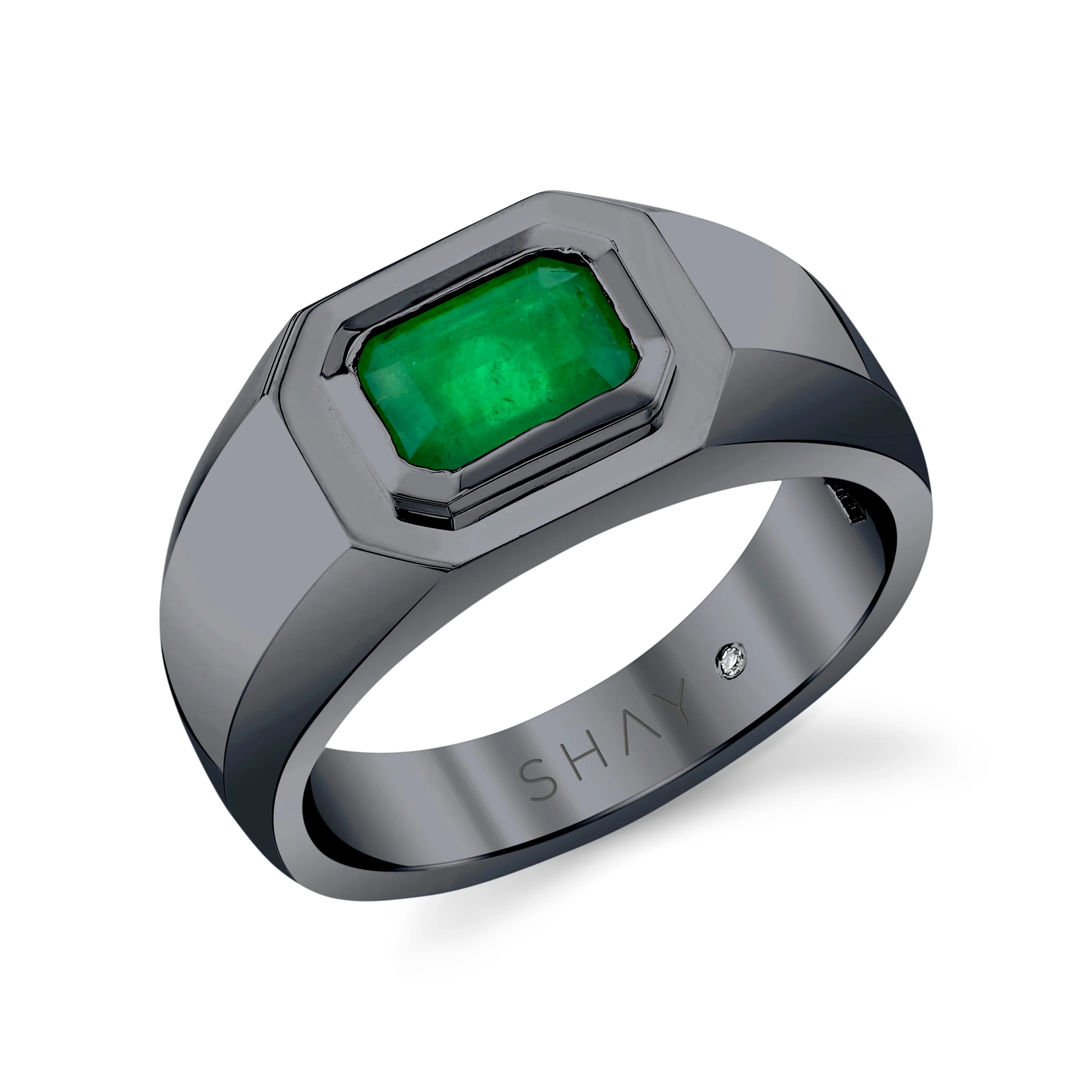MEN'S EMERALD CHAMPION PINKY RING - Image 4