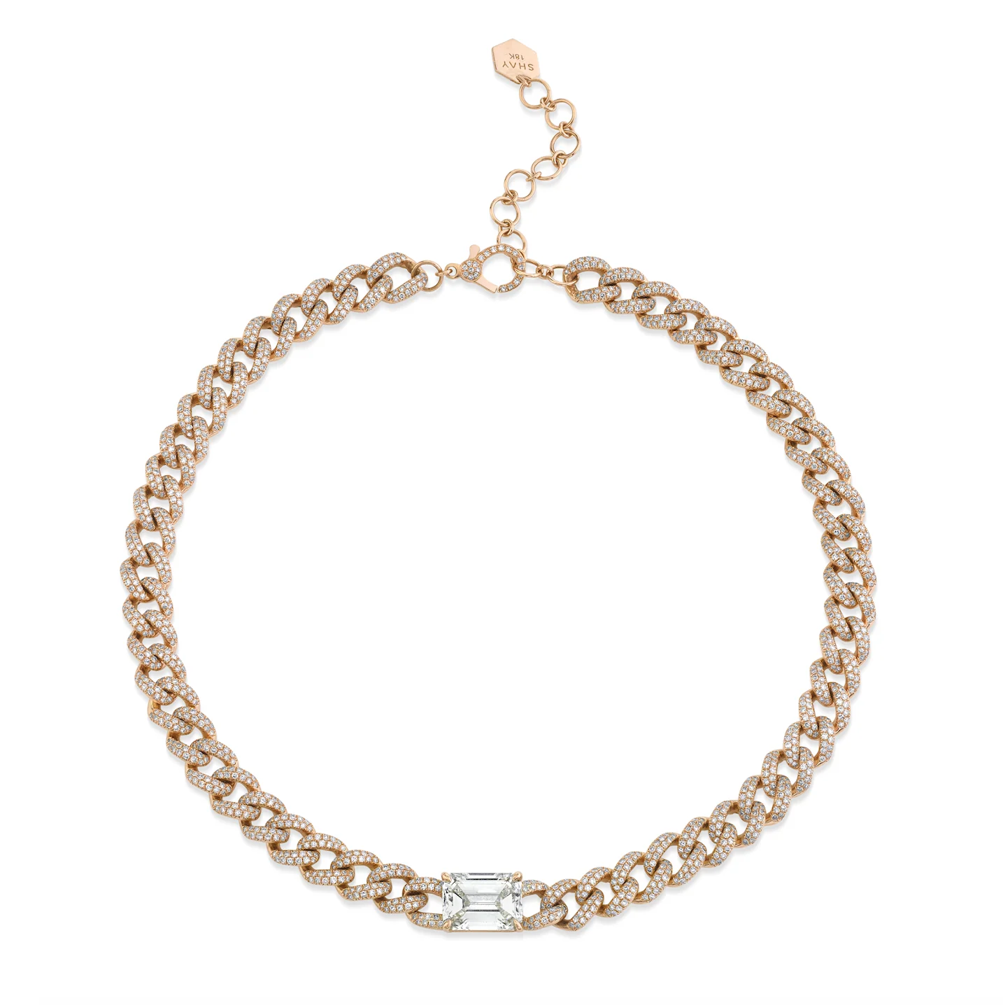 DIAMOND EMERALD CUT MEDIUM LINK NECKLACE - Image 3