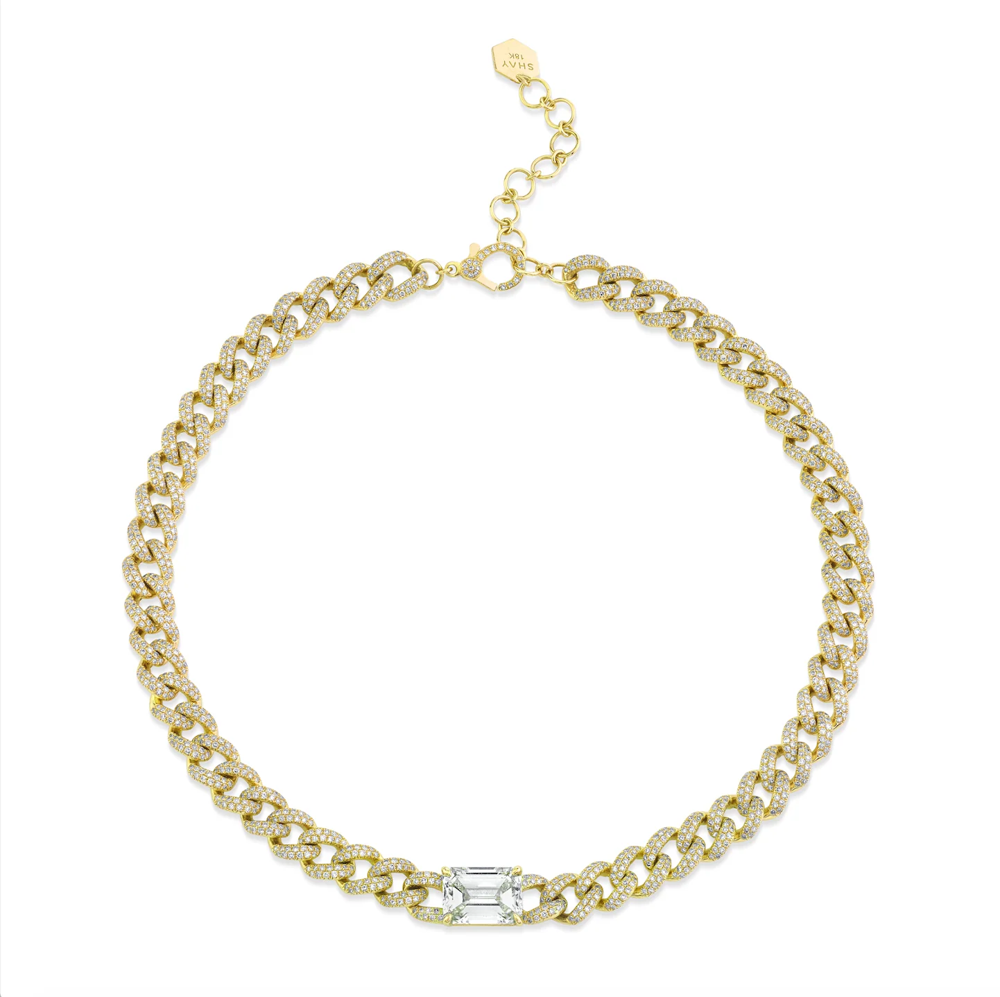 DIAMOND EMERALD CUT MEDIUM LINK NECKLACE - Image 4