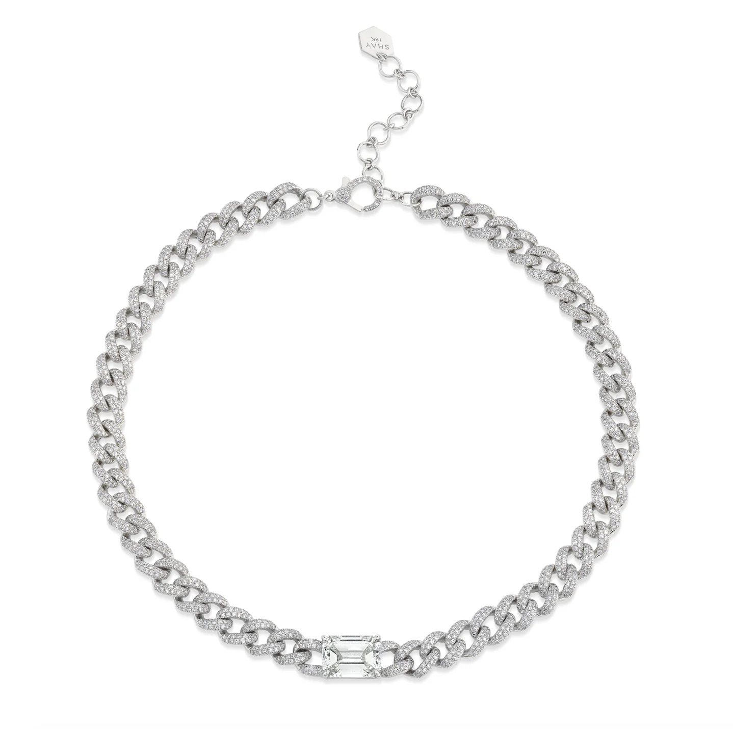 DIAMOND EMERALD CUT MEDIUM LINK NECKLACE - Image 5