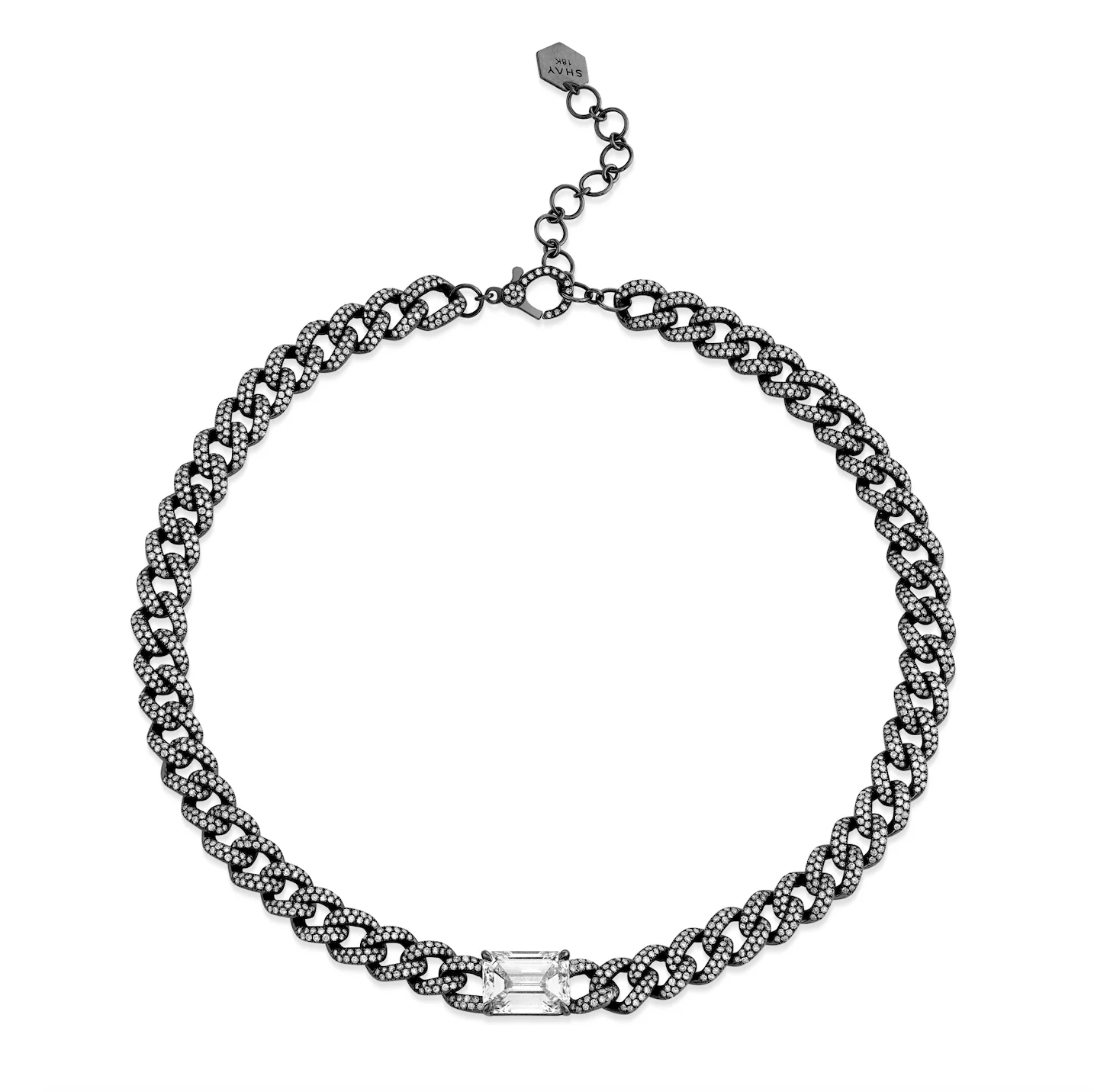 DIAMOND EMERALD CUT MEDIUM LINK NECKLACE - Image 6