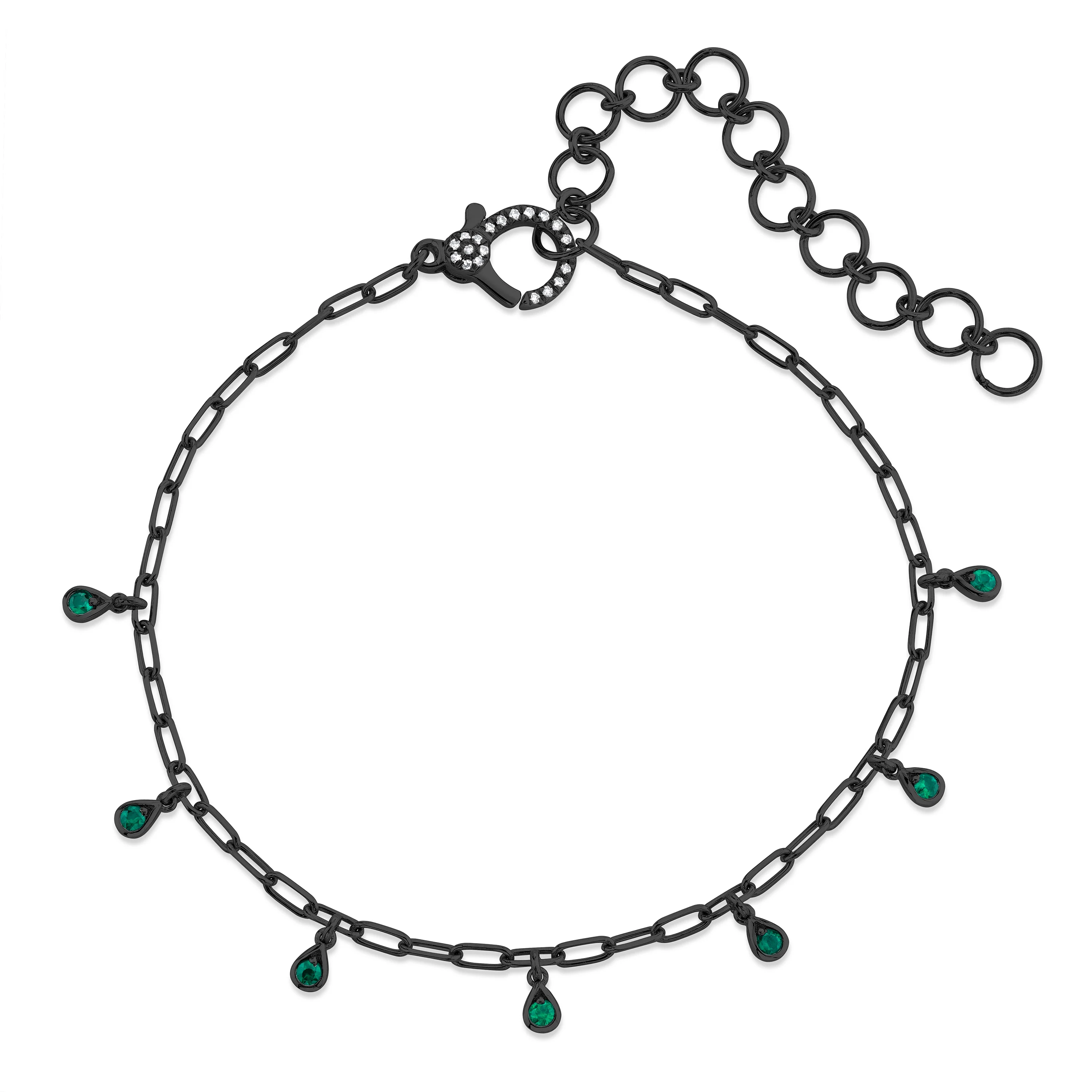 EMERALD DANGLE DROP ANKLET - Image 4