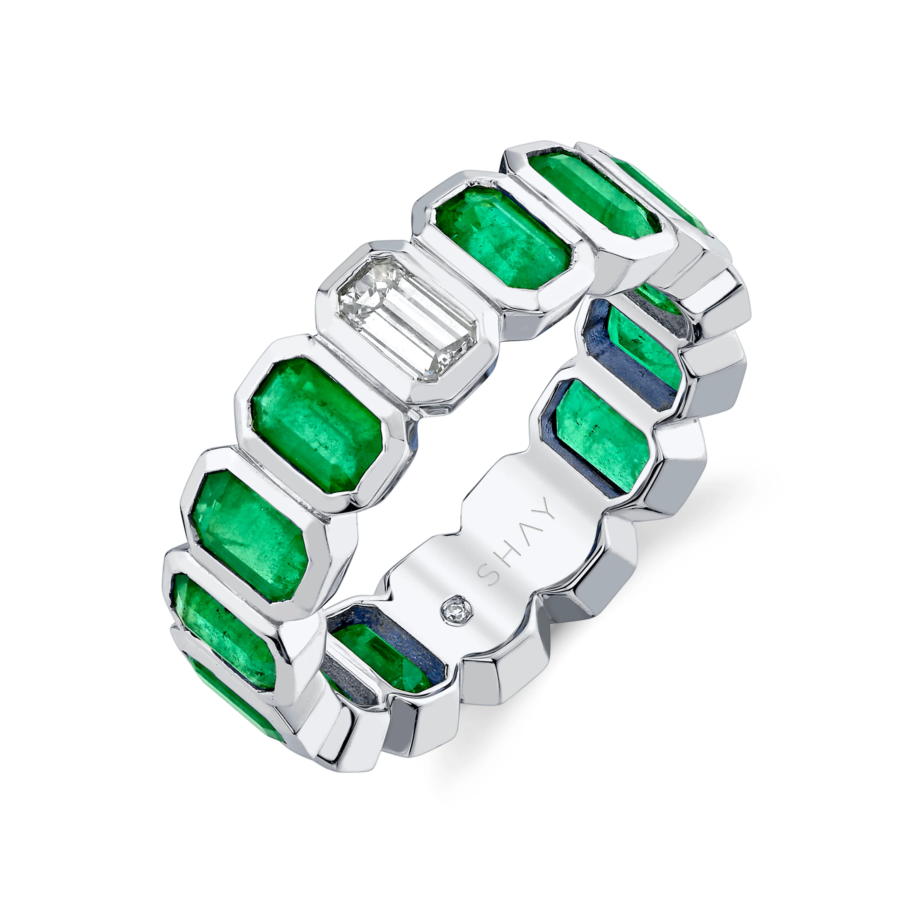 EMERALD & DIAMOND BEZEL BAND - Image 3