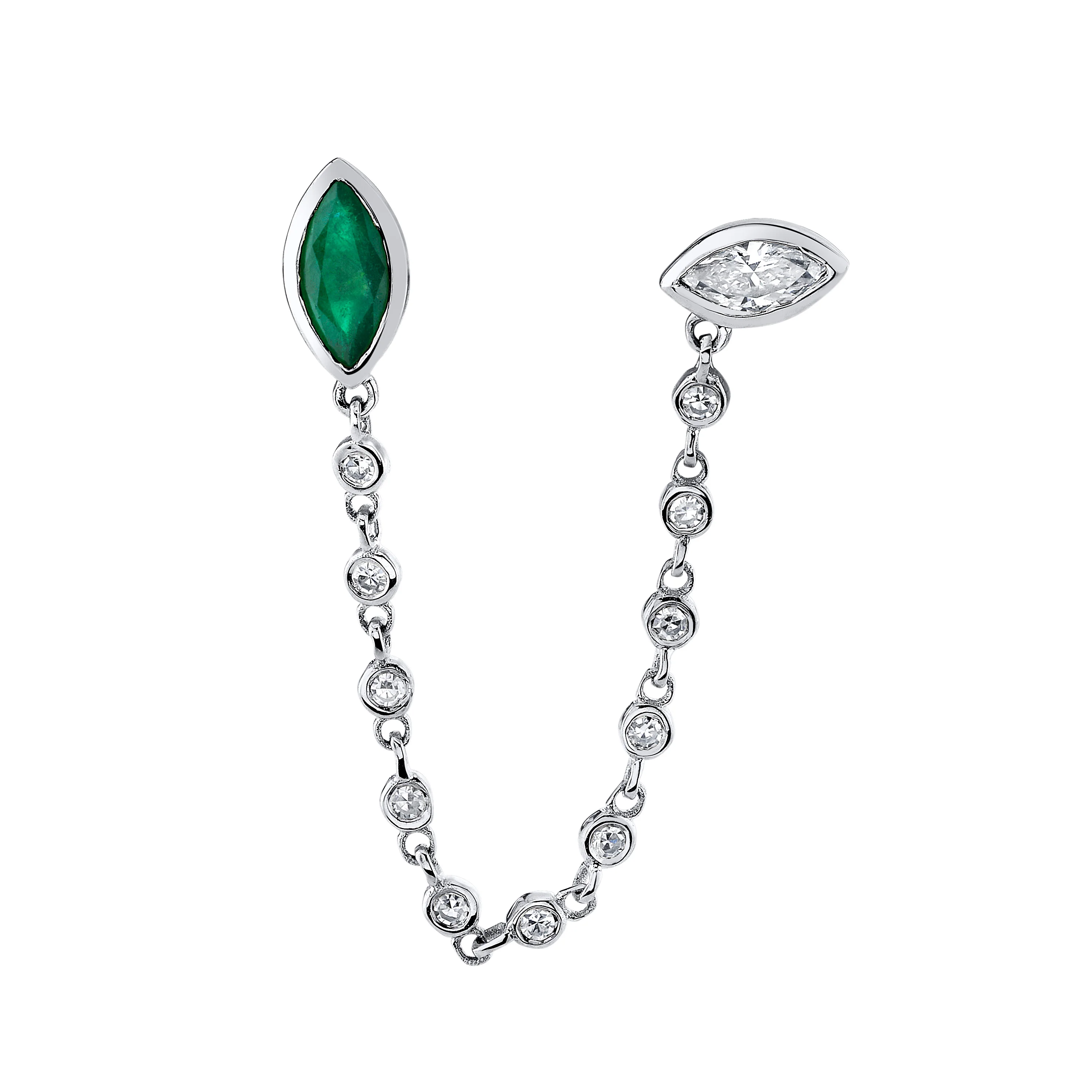 EMERALD & DIAMOND DUO CHAIN STUD - Image 4