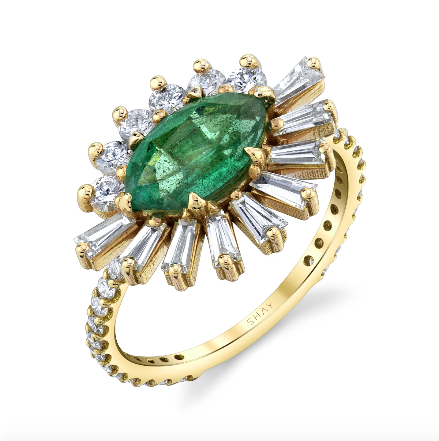 EMERALD & DIAMOND EVIL EYE PINKY RING - Image 3
