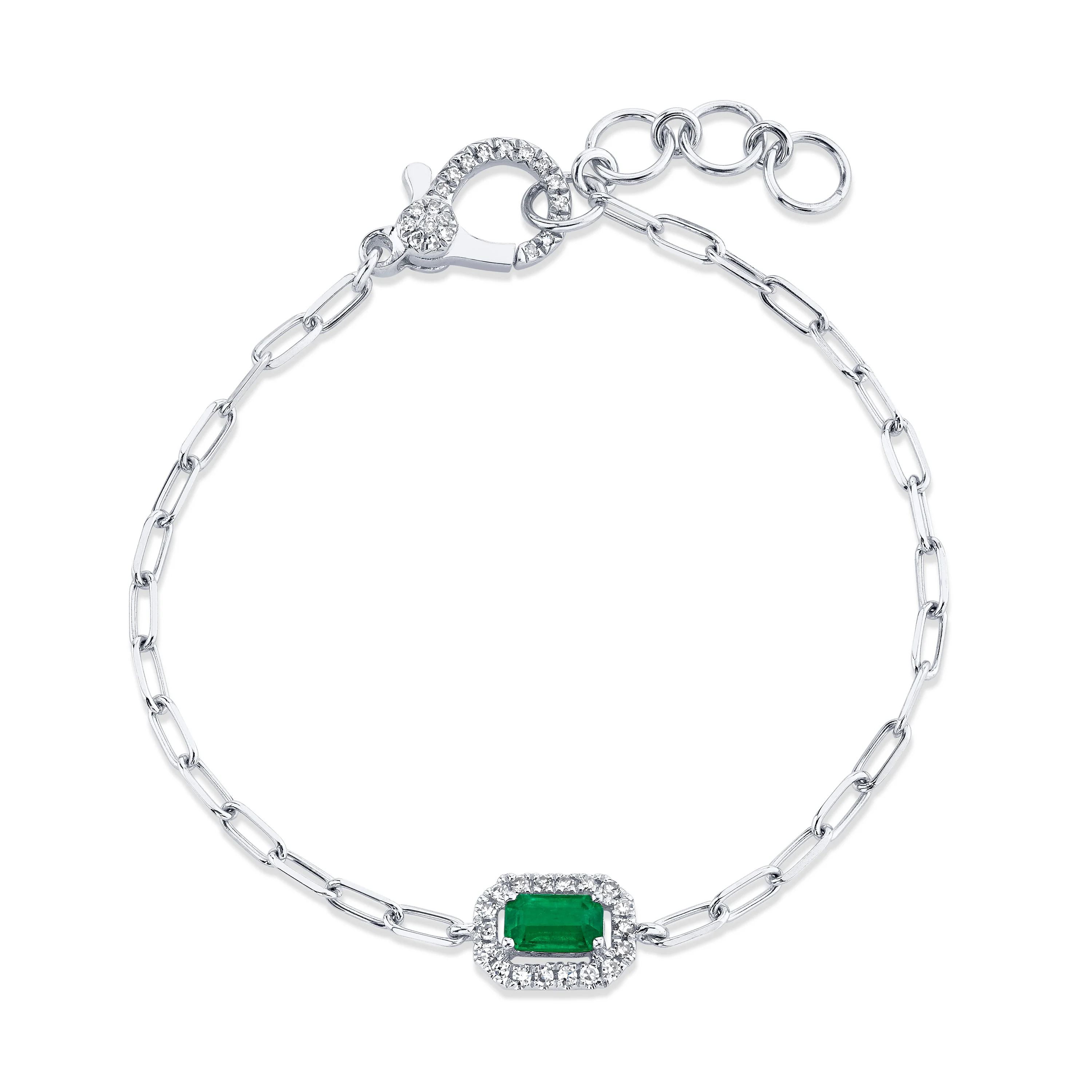 MINI ME EMERALD & DIAMOND HALO DROP BRACELET - Image 2