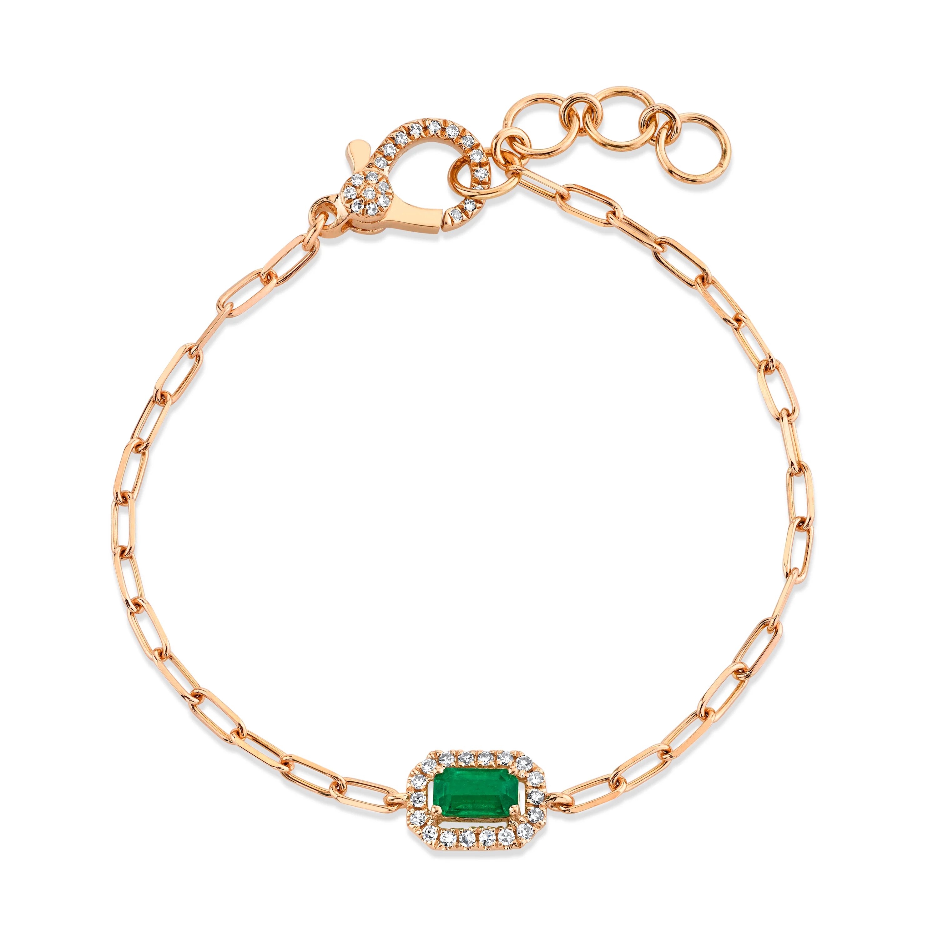 MINI ME EMERALD & DIAMOND HALO DROP BRACELET - Image 3