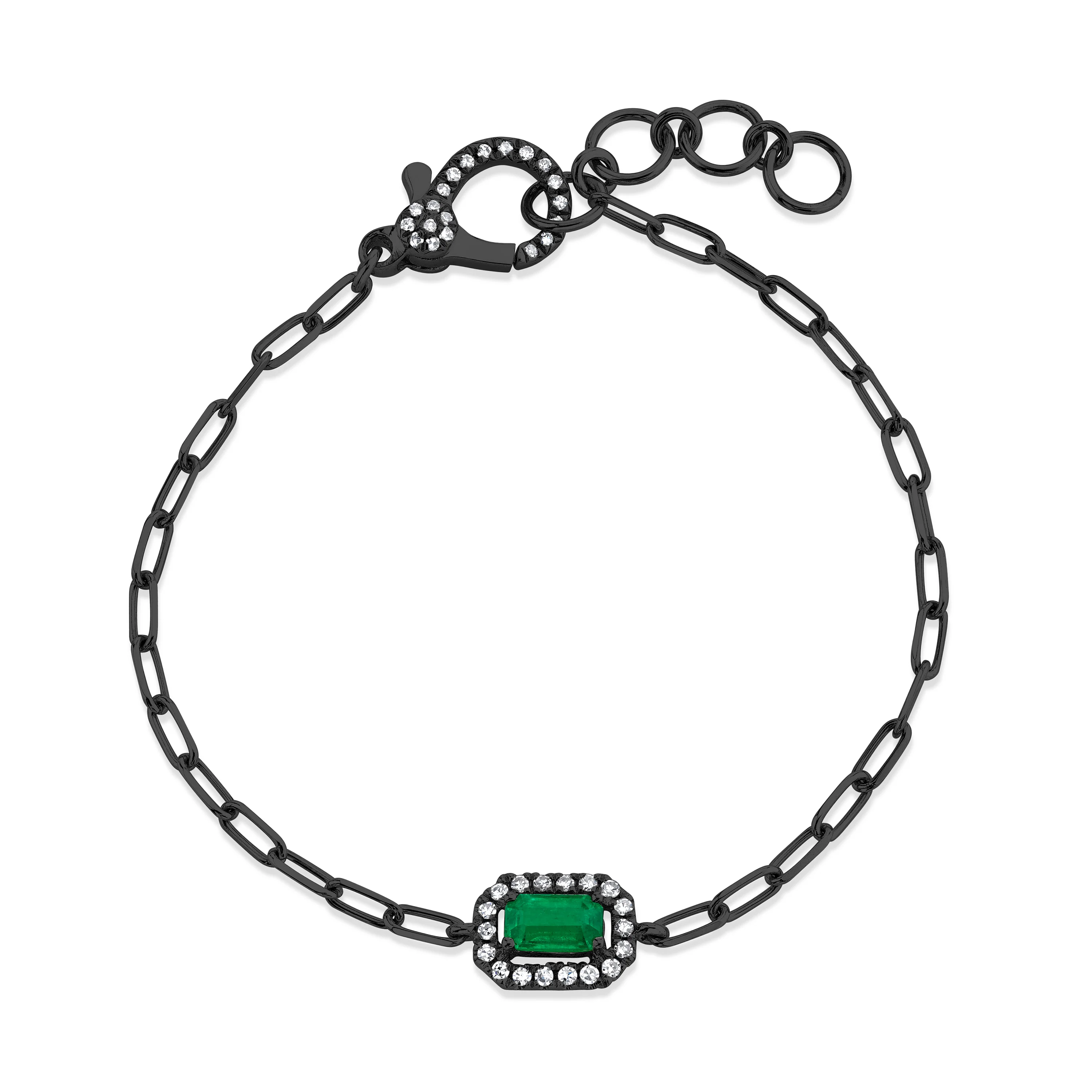 MINI ME EMERALD & DIAMOND HALO DROP BRACELET - Image 4