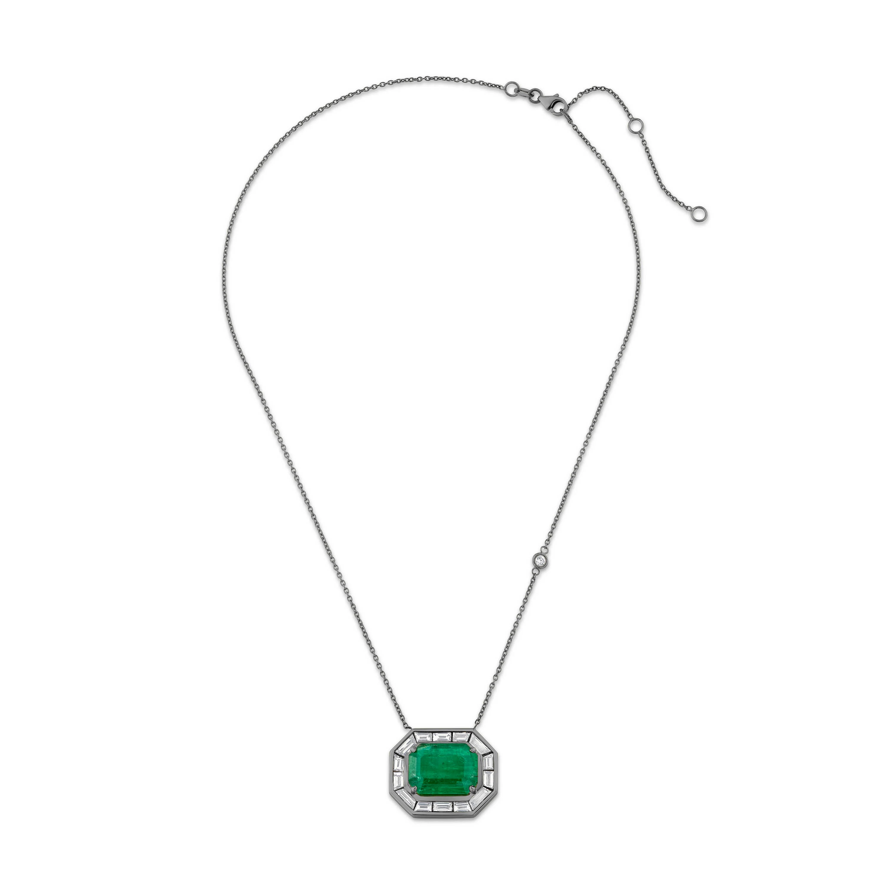 EMERALD & DIAMOND LARGE DECO NECKLACE - Image 10