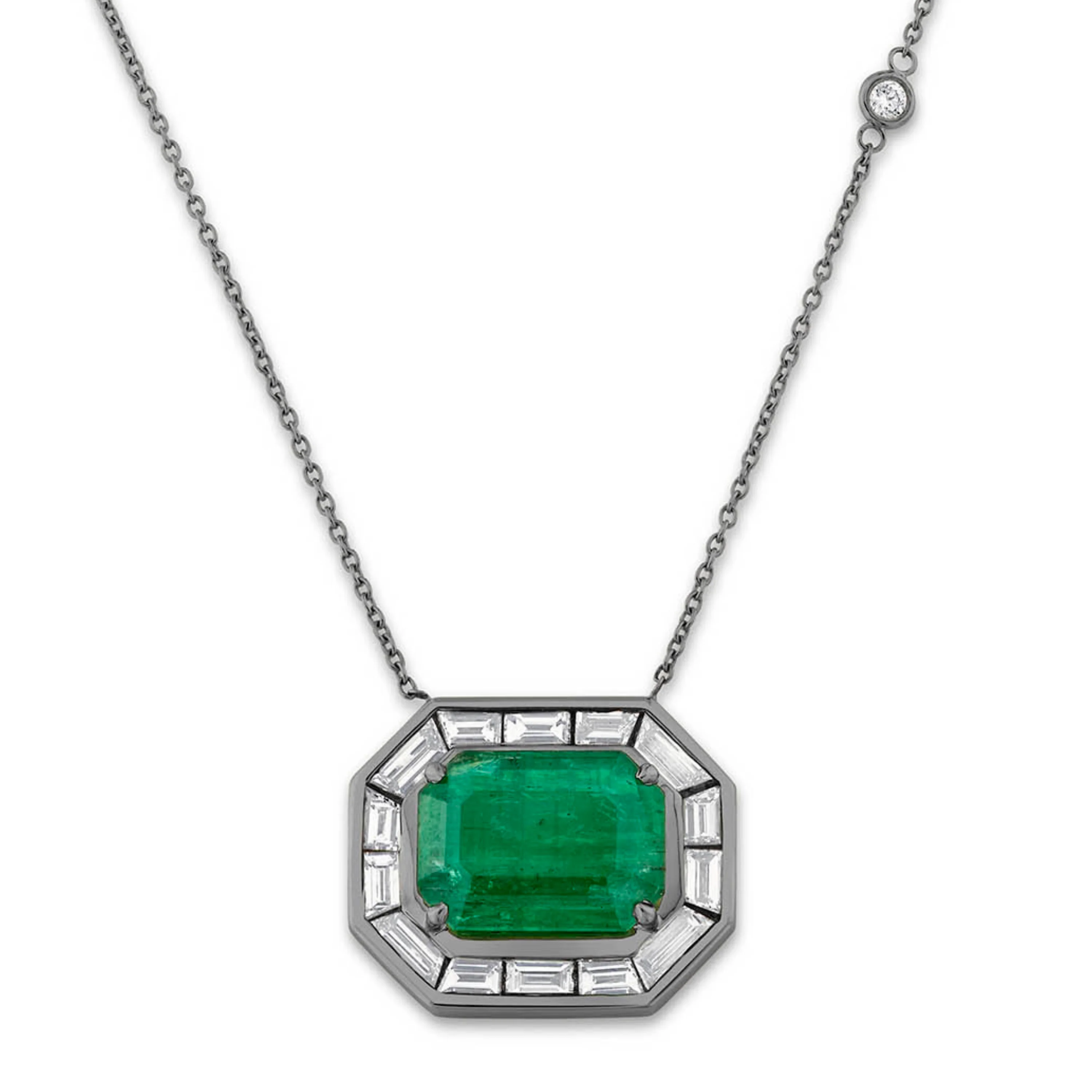 EMERALD & DIAMOND LARGE DECO NECKLACE - Image 6