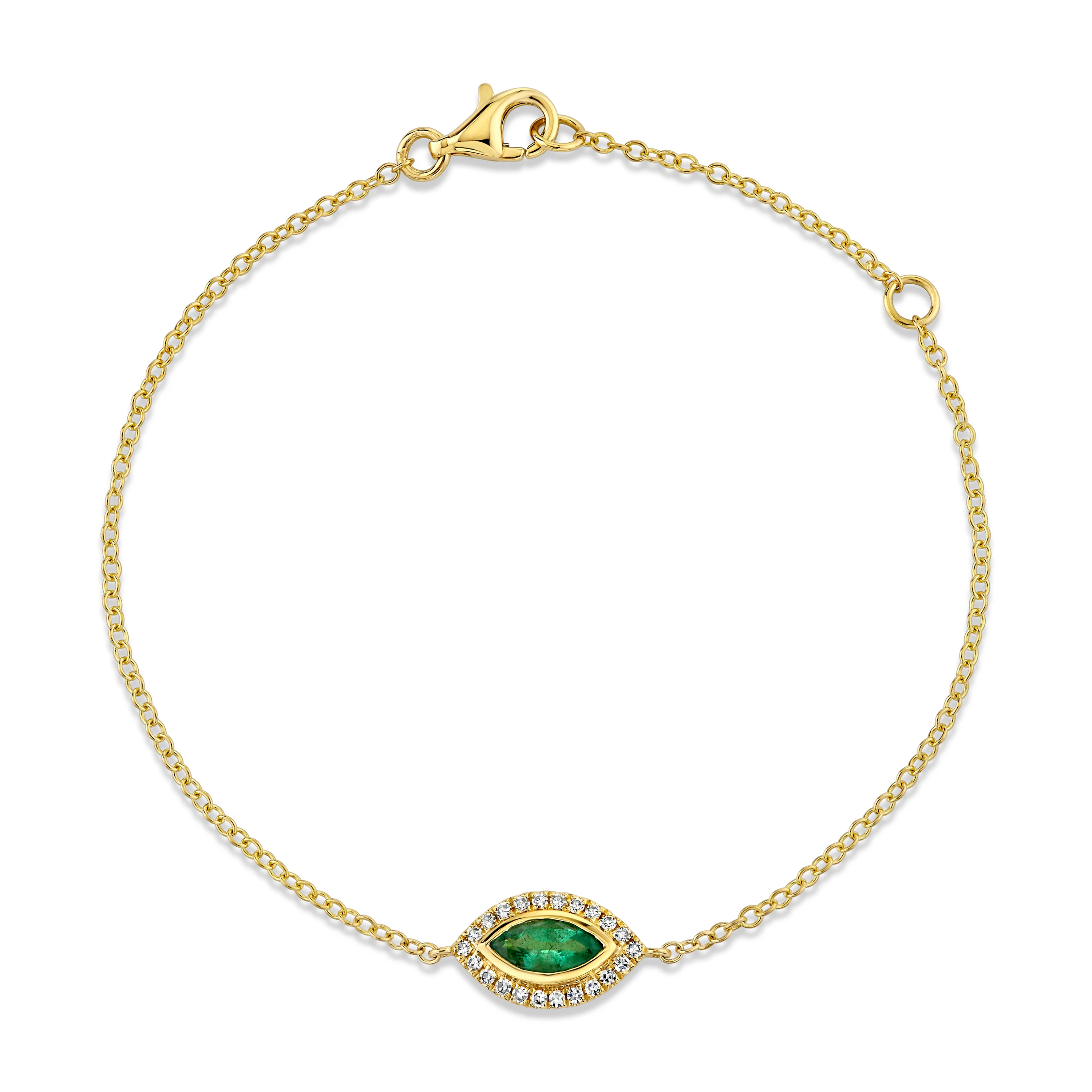 EMERALD & DIAMOND MINI EVIL EYE BRACELET - Image 2