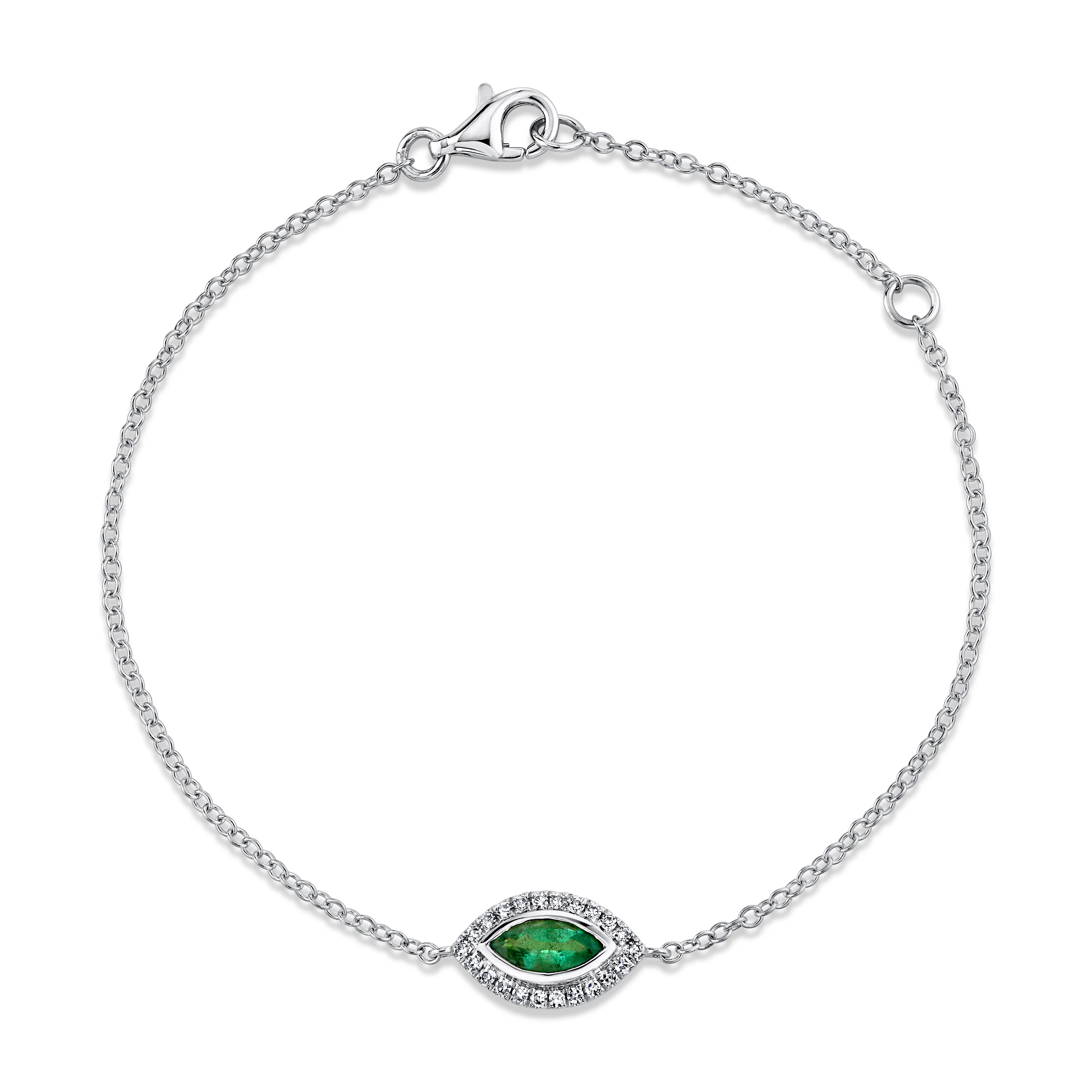 EMERALD & DIAMOND MINI EVIL EYE BRACELET - Image 3