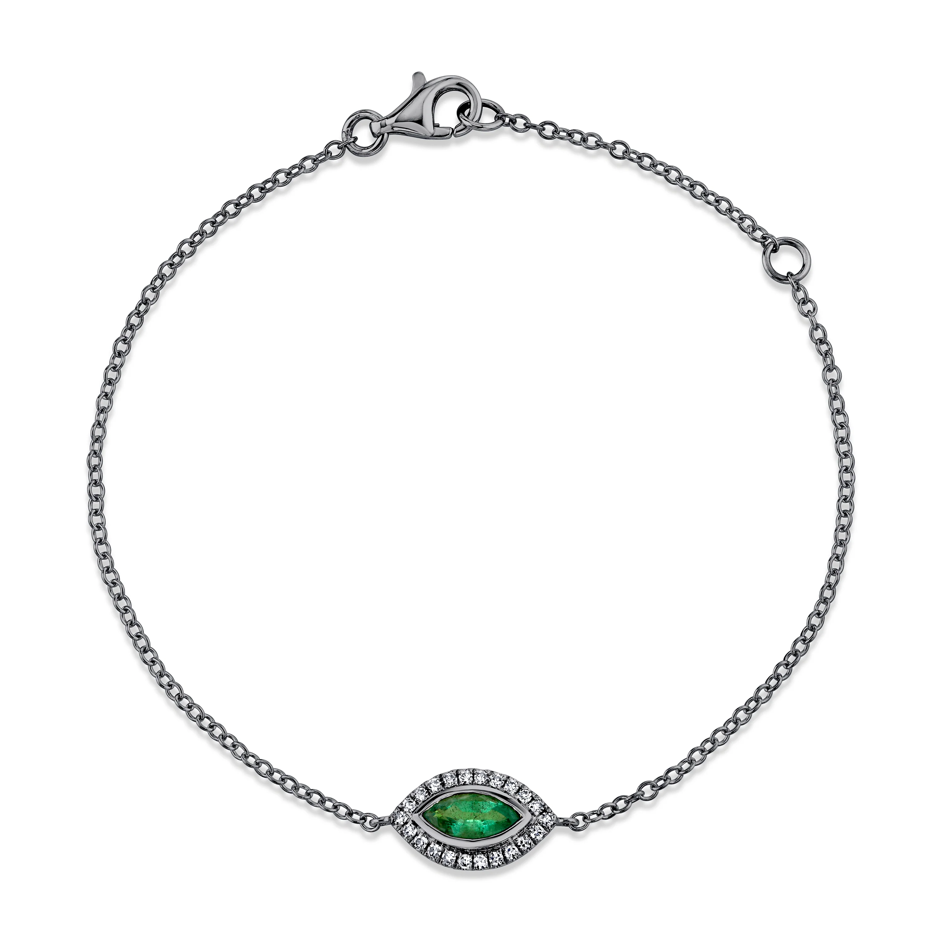 EMERALD & DIAMOND MINI EVIL EYE BRACELET - Image 4