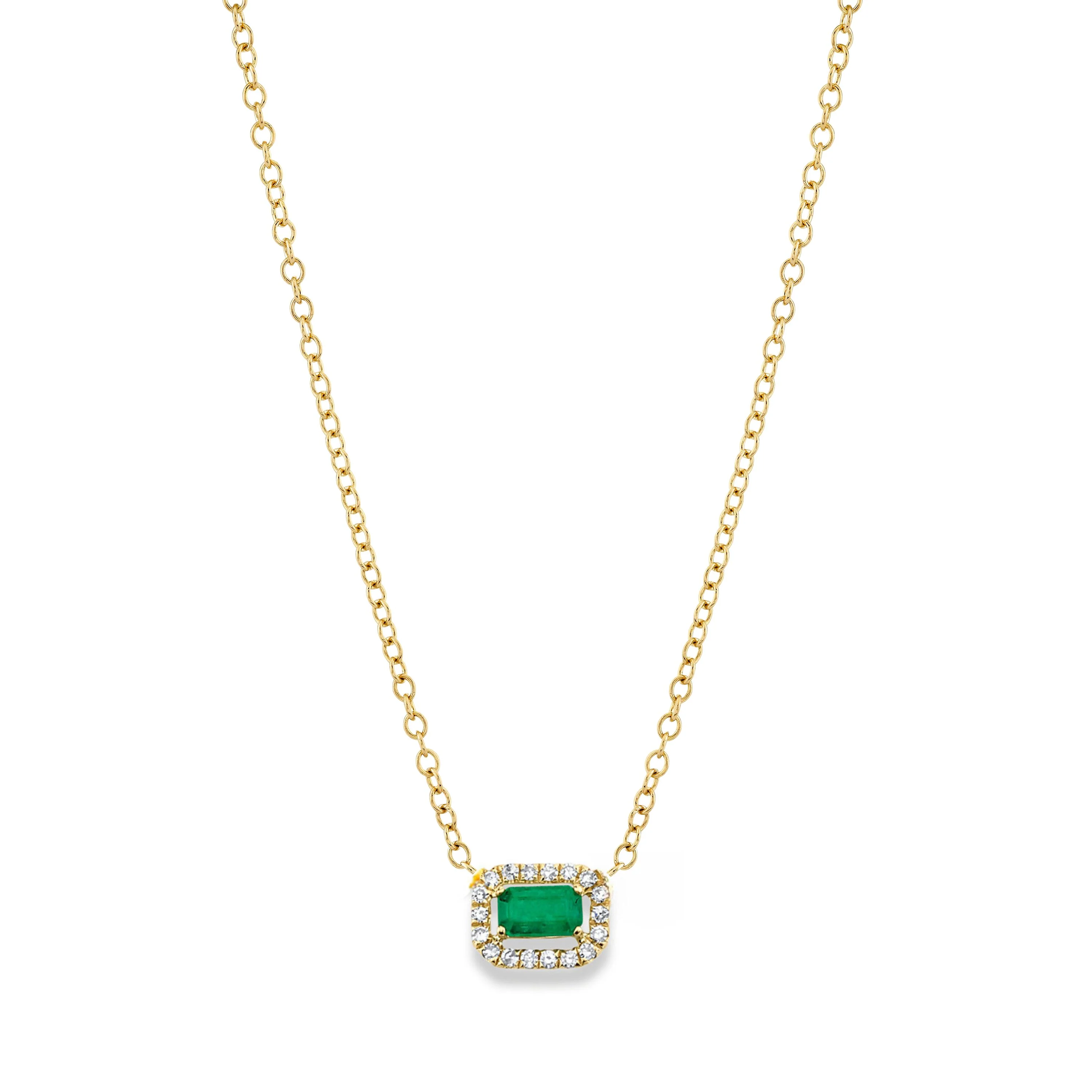 EMERALD & DIAMOND MINI HALO NECKLACE - Image 3