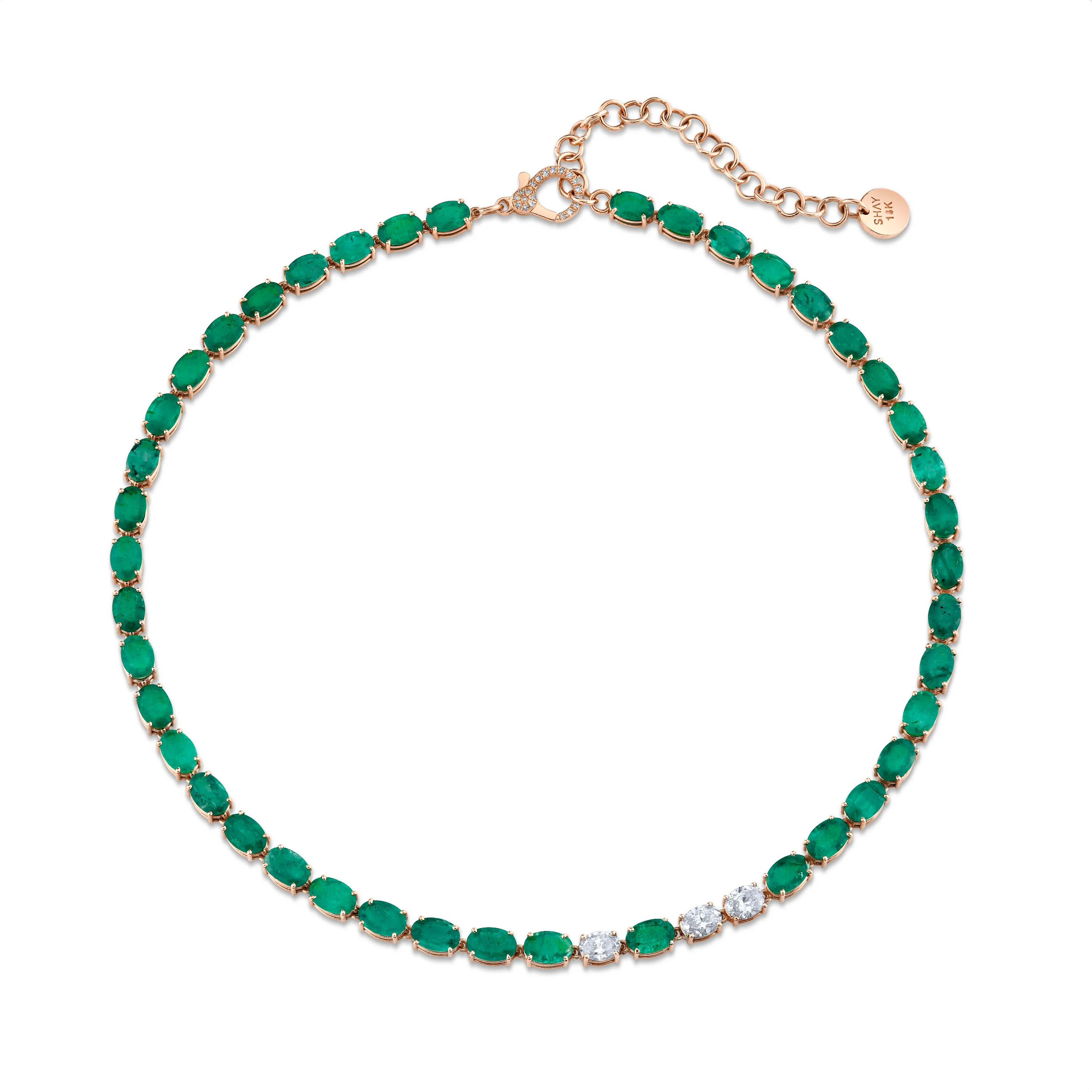 EMERALD & DIAMOND OVAL TENNIS NECKLACE - Image 3