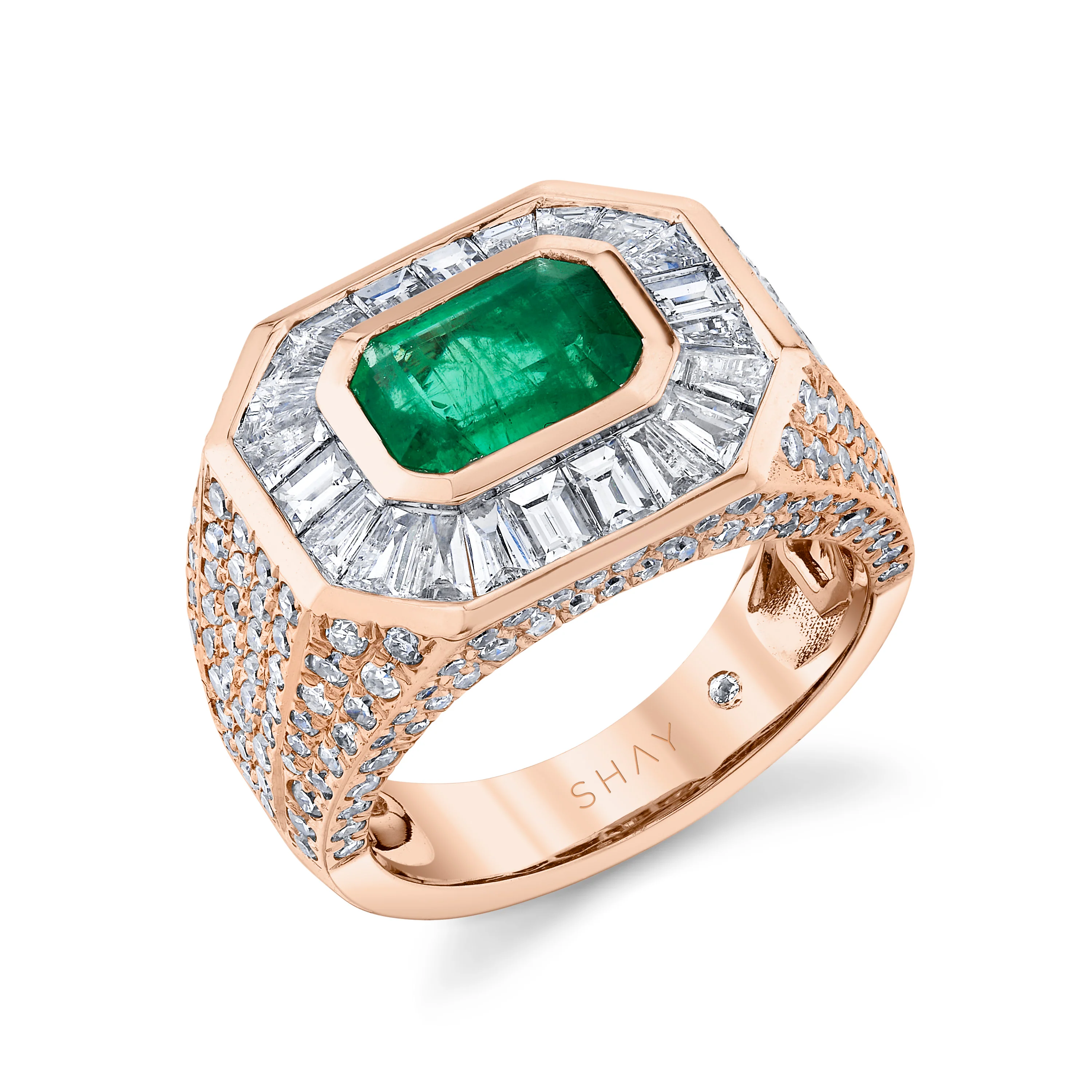 EMERALD & DIAMOND PAVE CHAMPIONSHIP PINKY RING - Image 3
