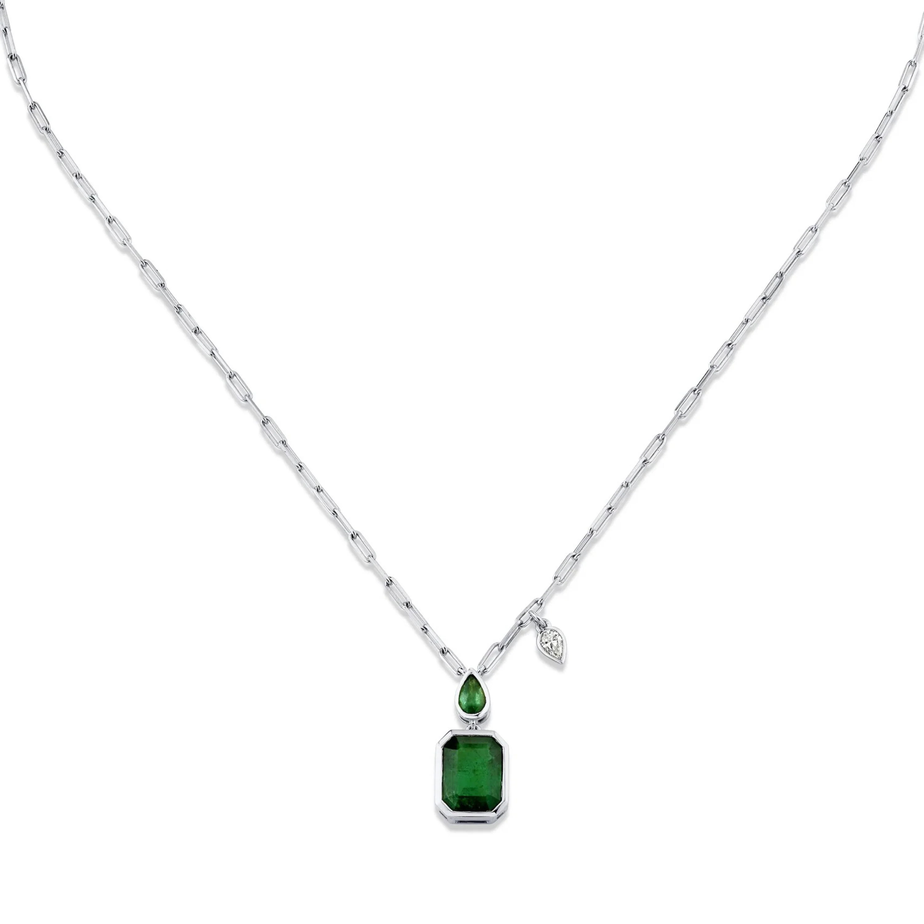 EMERALD DOUBLE DROP NECKLACE - Image 4