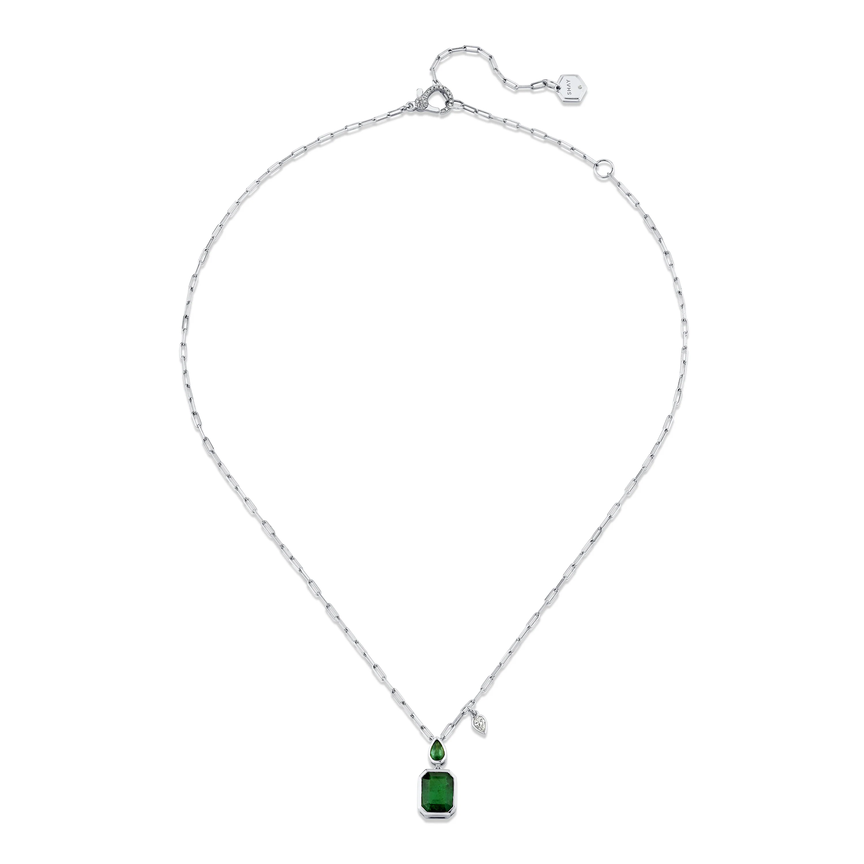 EMERALD DOUBLE DROP NECKLACE - Image 5