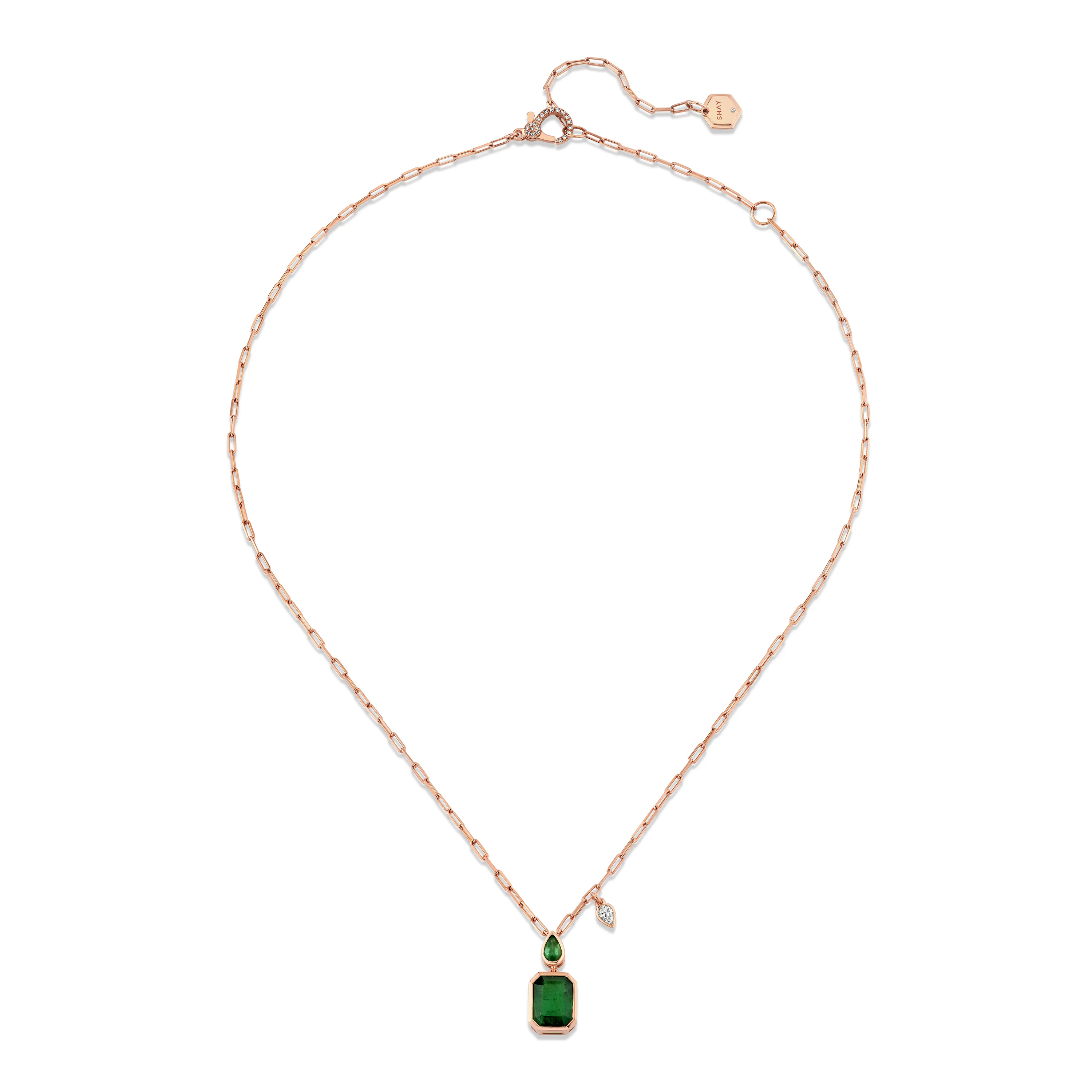EMERALD DOUBLE DROP NECKLACE - Image 7