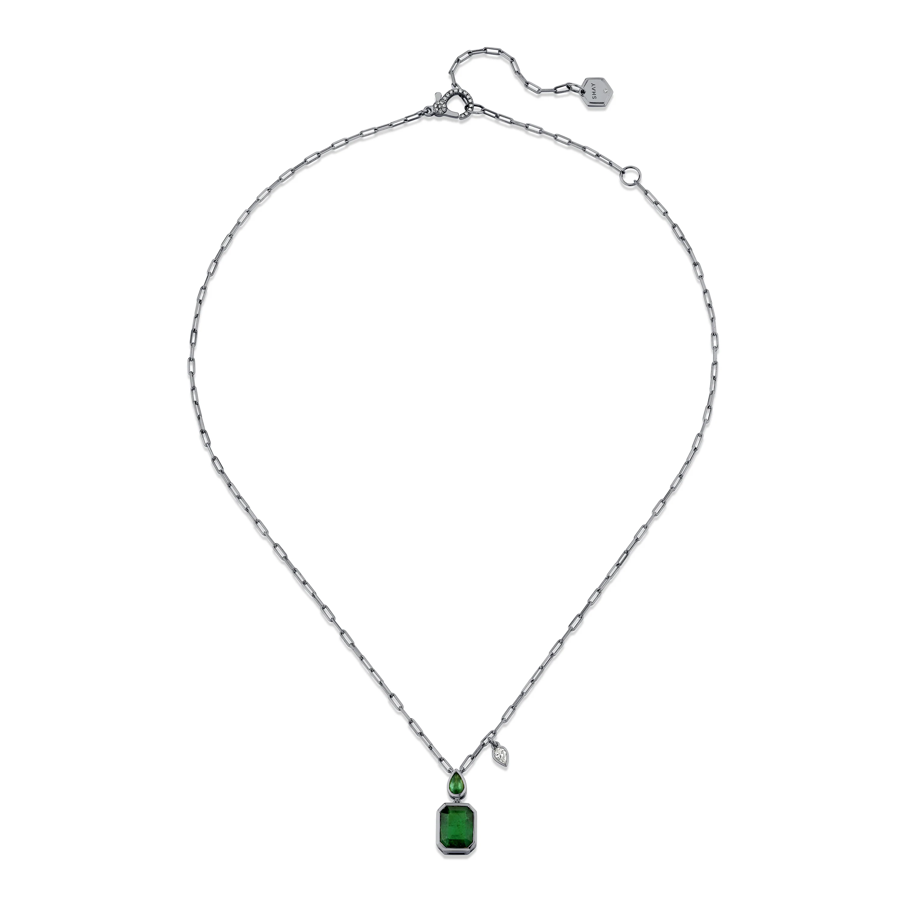 EMERALD DOUBLE DROP NECKLACE - Image 9