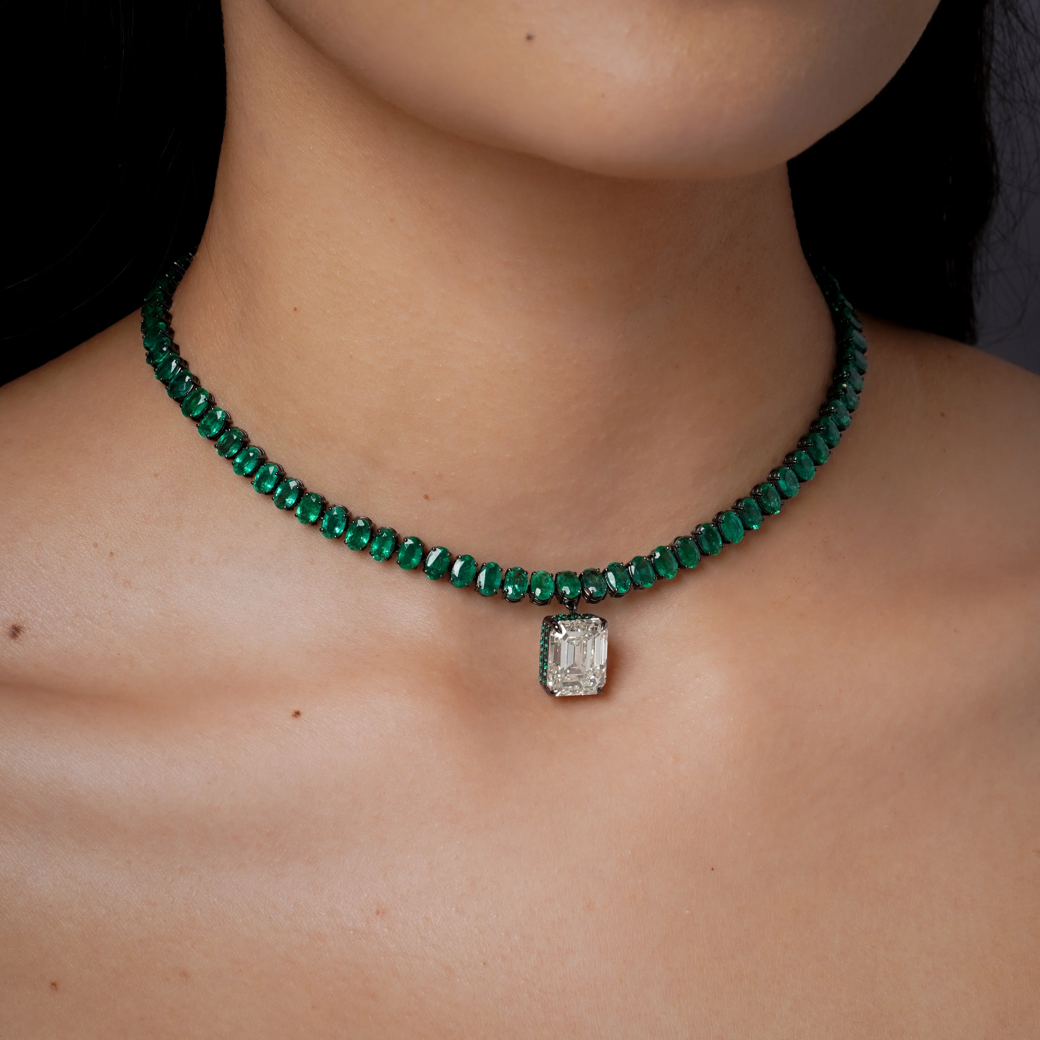 EMERALD DRIP TENNIS NECKLACE - Image 2