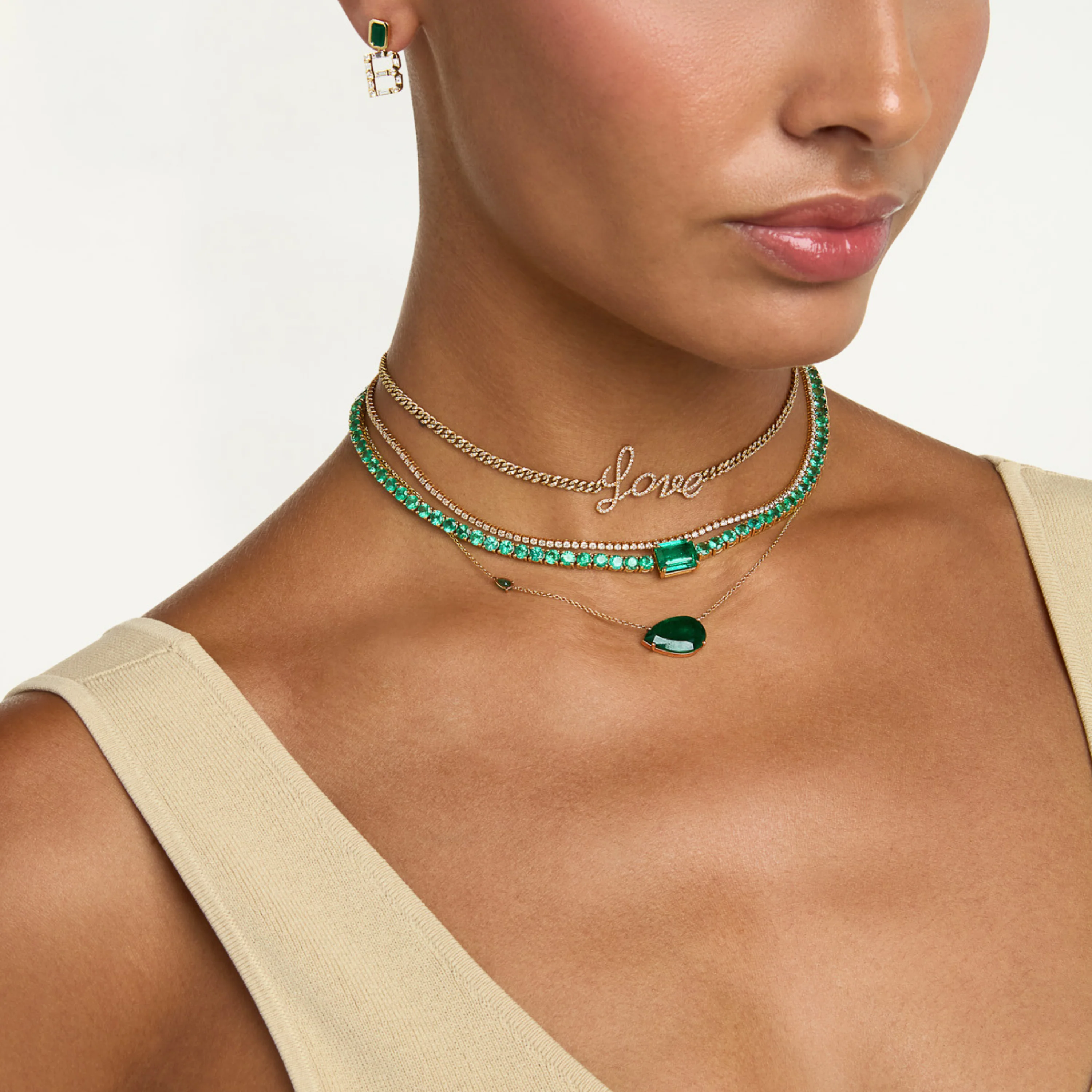 EMERALD EAST WEST PEAR NECKLACE - Image 2
