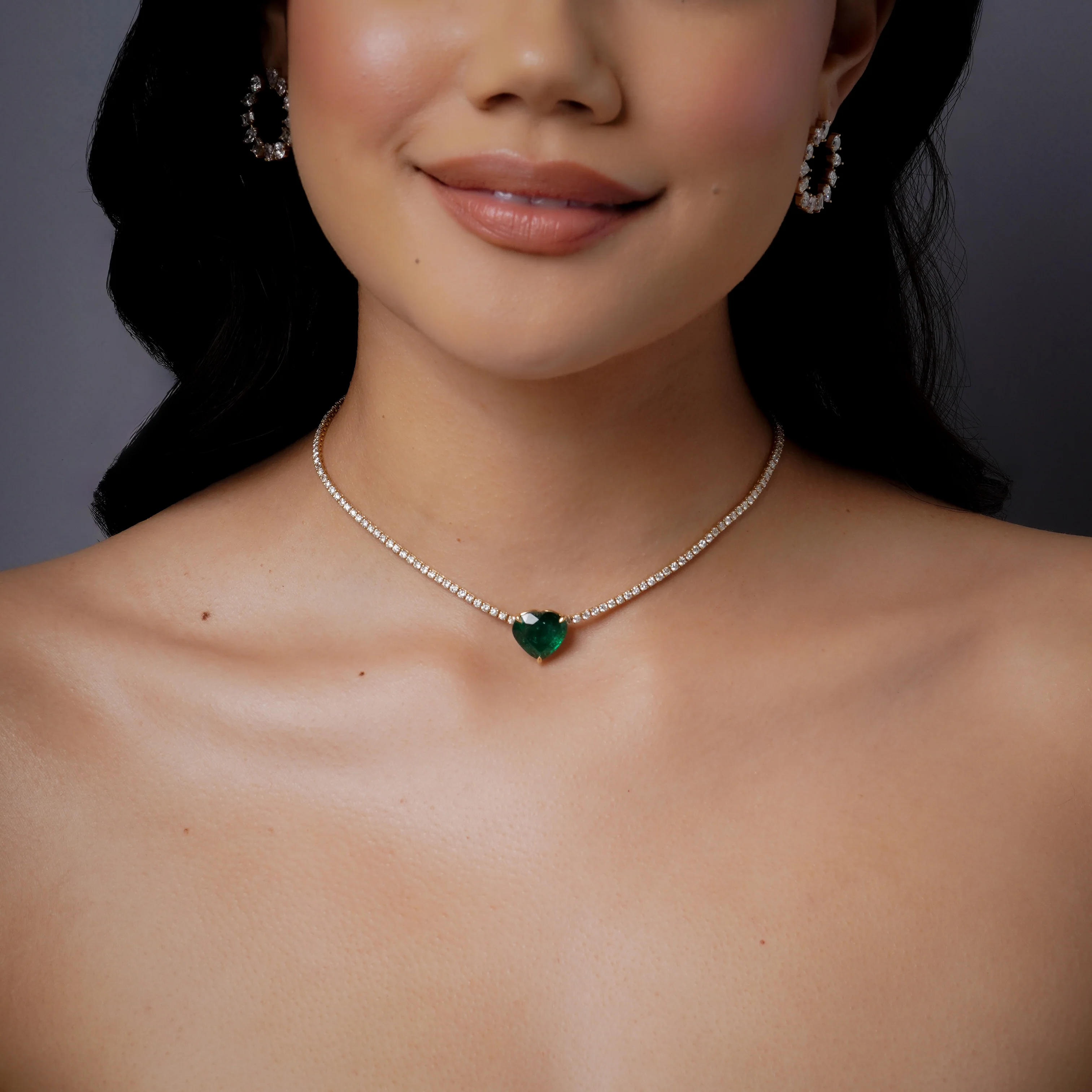 EMERALD HEART TENNIS NECKLACE