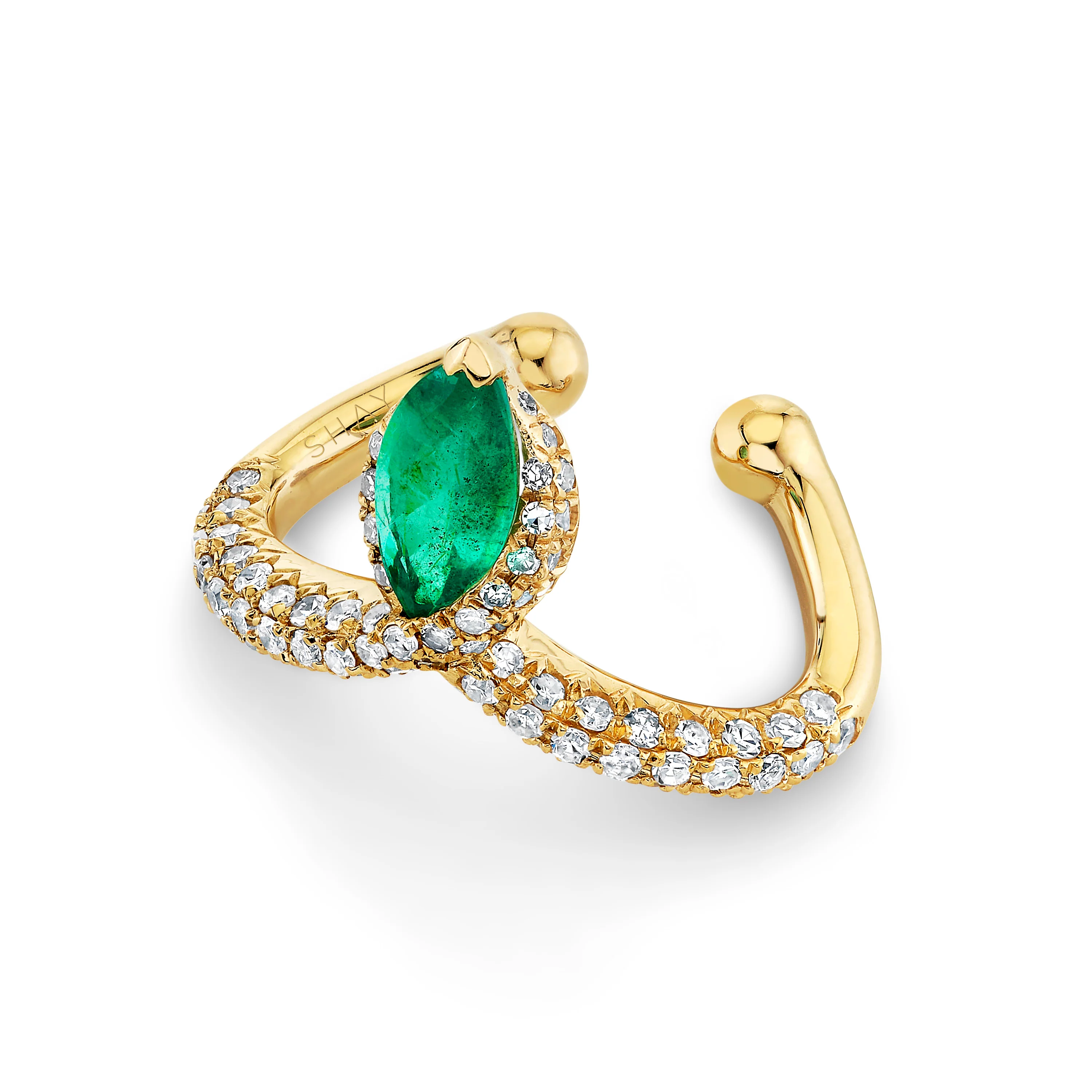 EMERALD MARQUISE CHEVRON EAR CUFF - Image 3