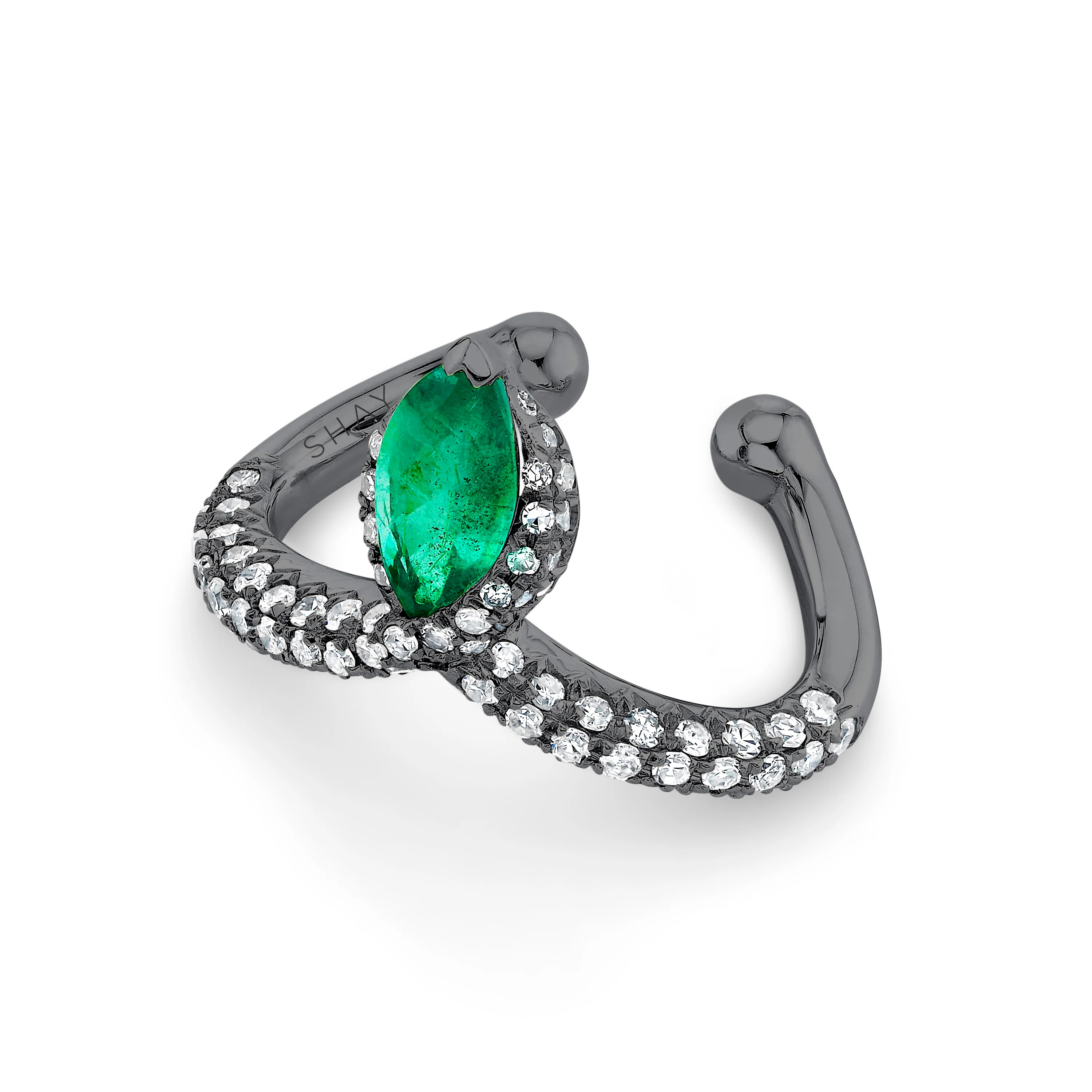 EMERALD MARQUISE CHEVRON EAR CUFF - Image 4