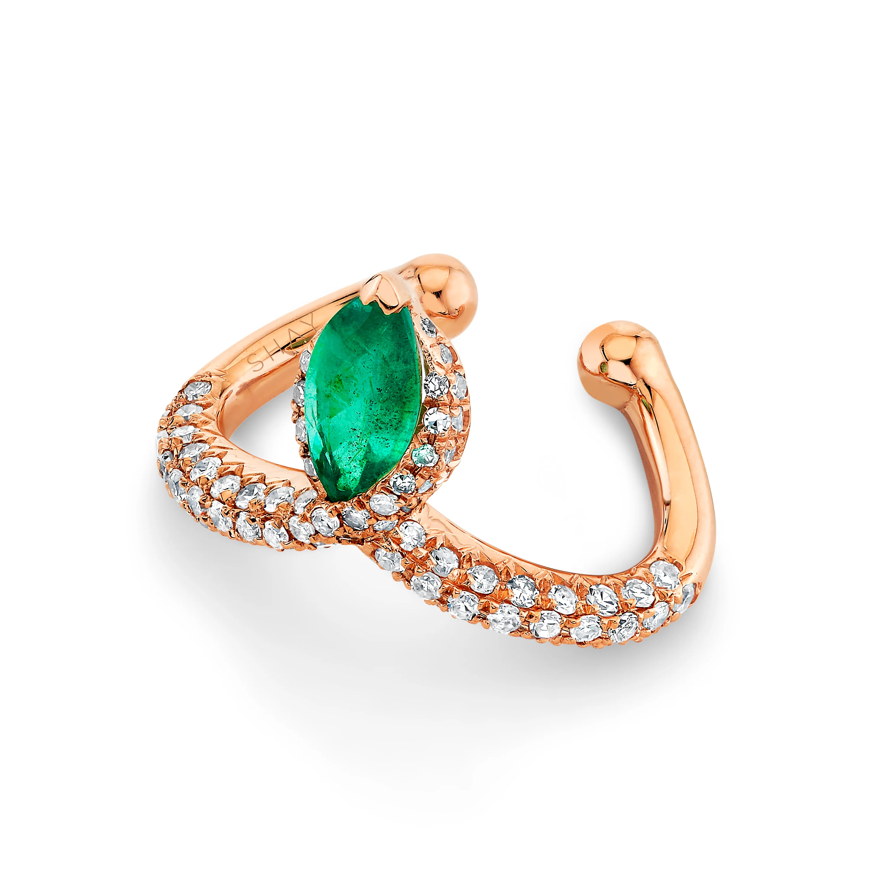 EMERALD MARQUISE CHEVRON EAR CUFF - Image 5
